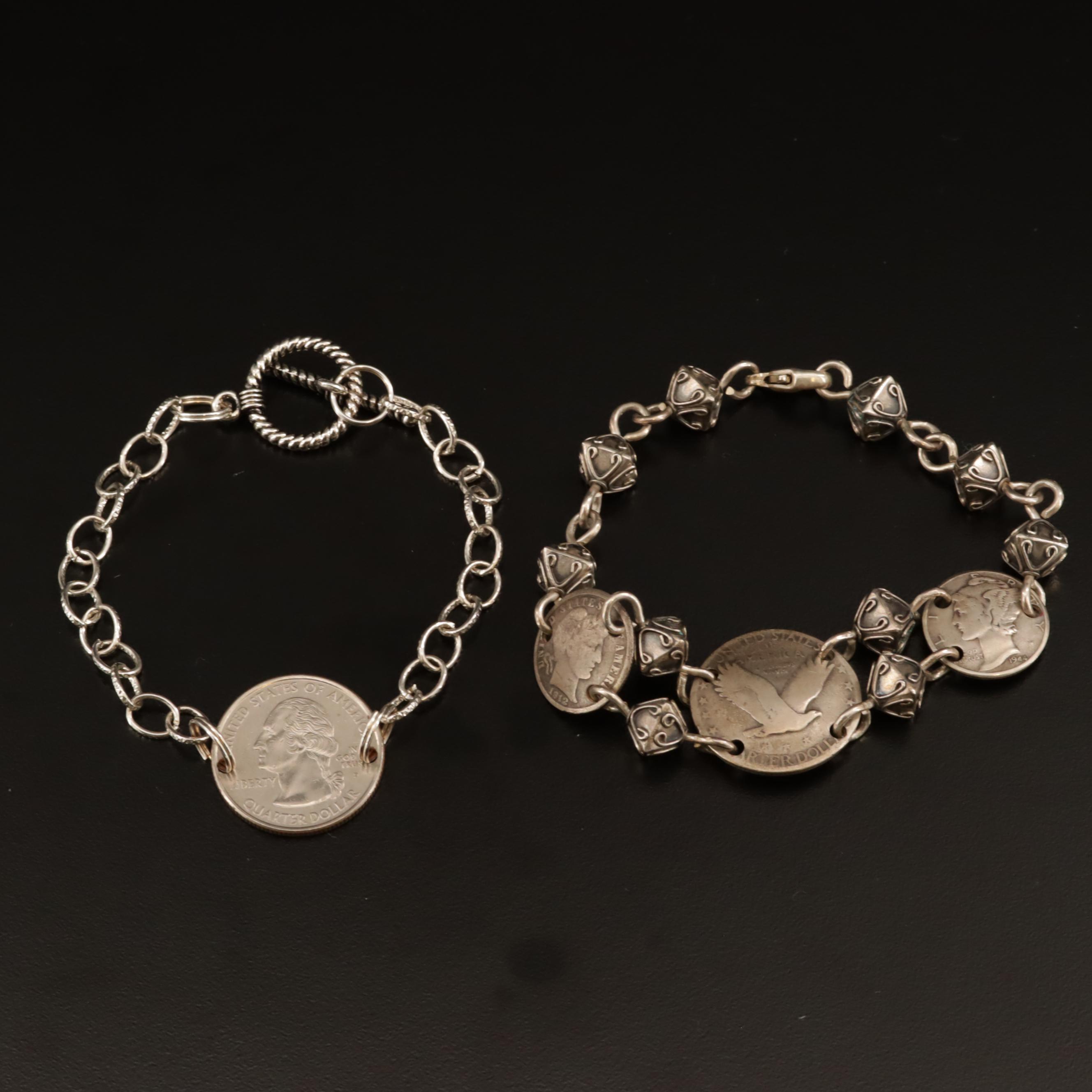 United States Coin Jewelry Including Sterling, Mercury and Barber Silver Dimes