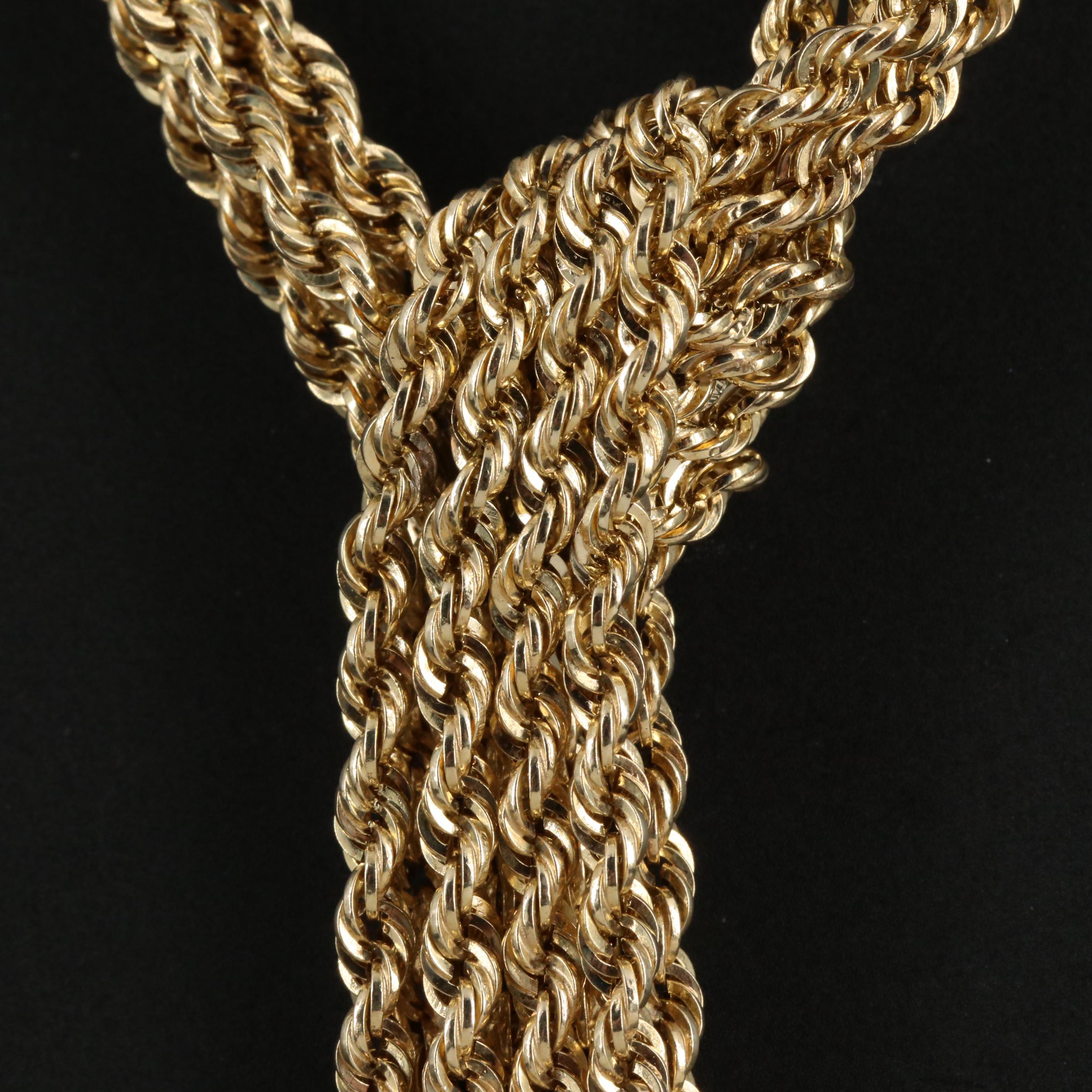 10K Multi-Strand French Rope Lariat Necklace