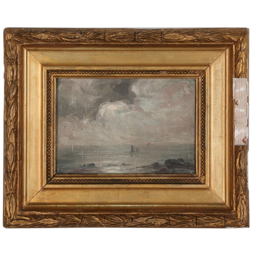 Stormy Seascape Oil Painting, Early 20th Century