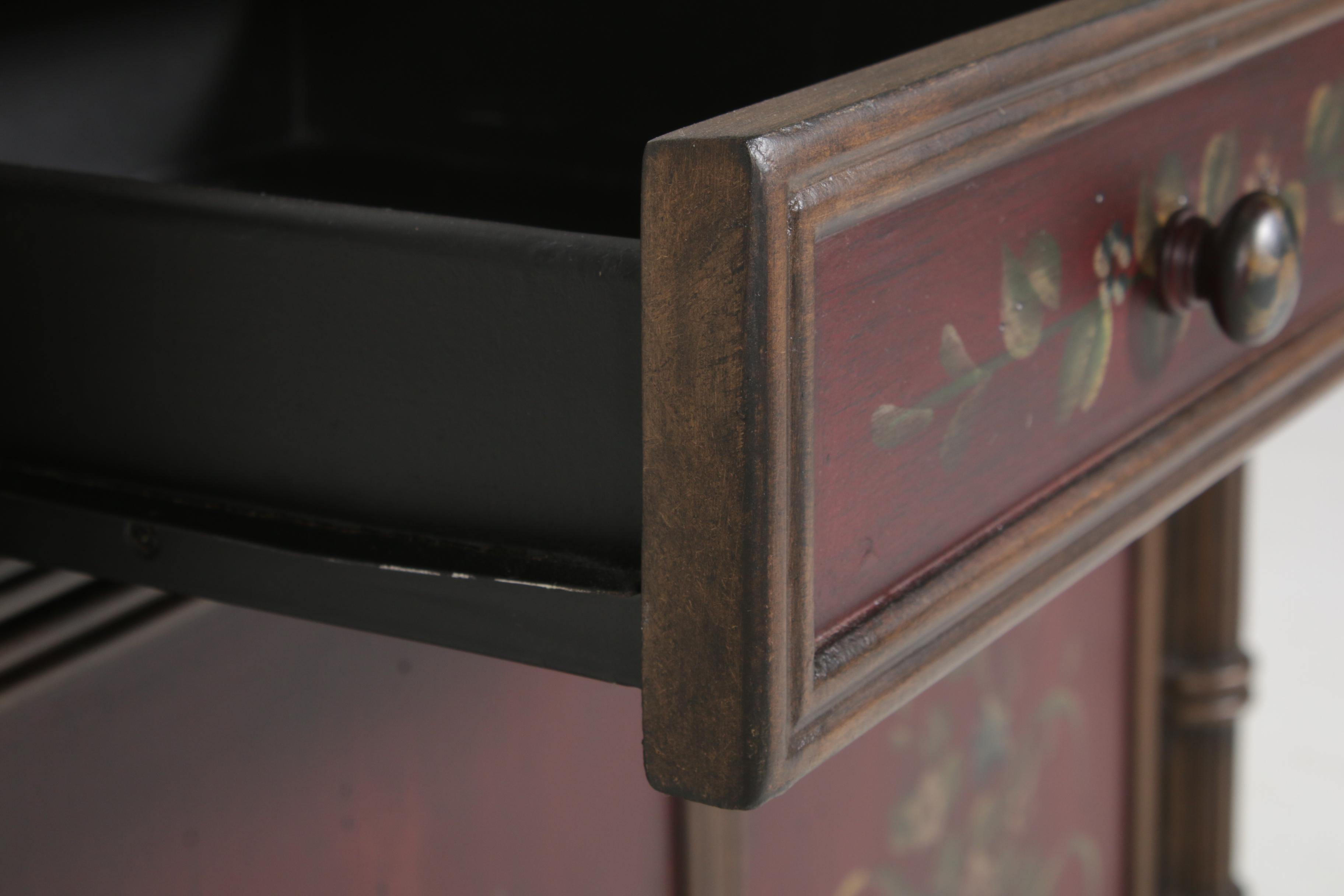 Directoire Style Floral Accented Side Cabinet, Contemporary