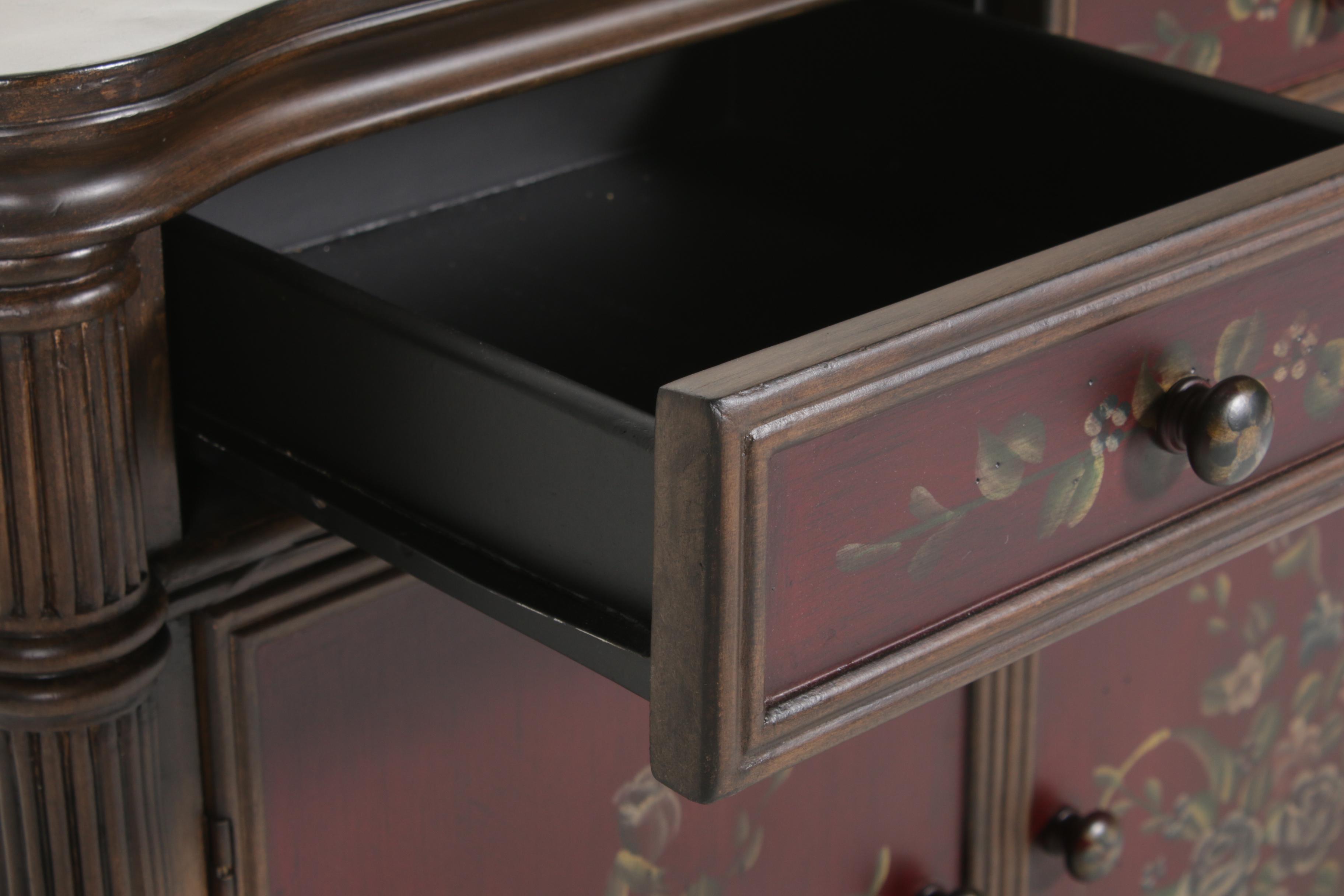 Directoire Style Floral Accented Side Cabinet, Contemporary