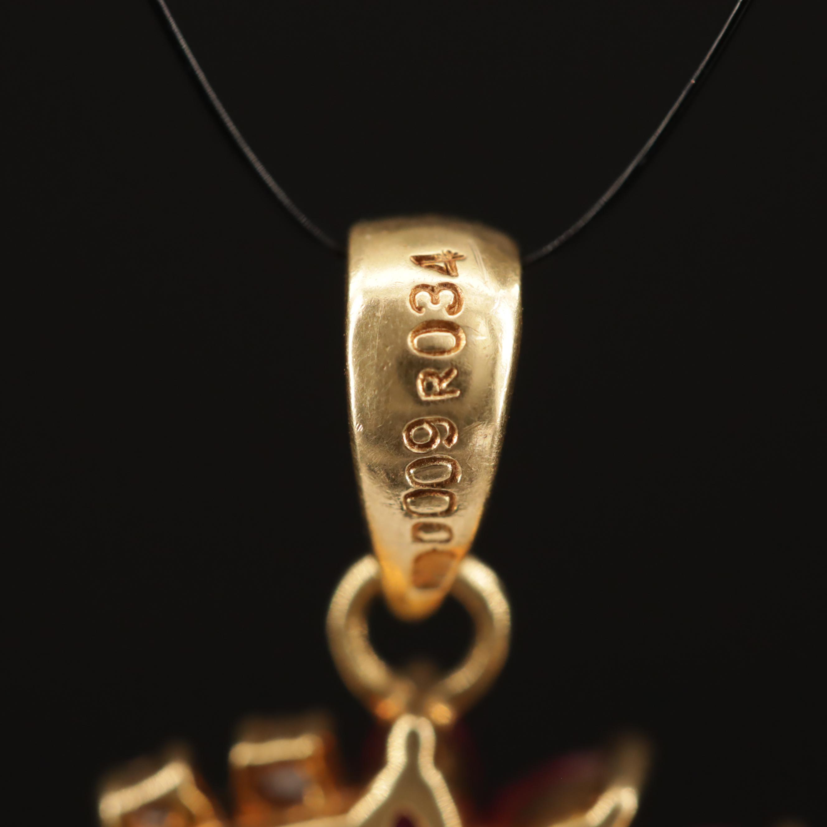 18K Ruby and Diamond Pendant with 1993 Isle of Man Maine Coon Cat Coin