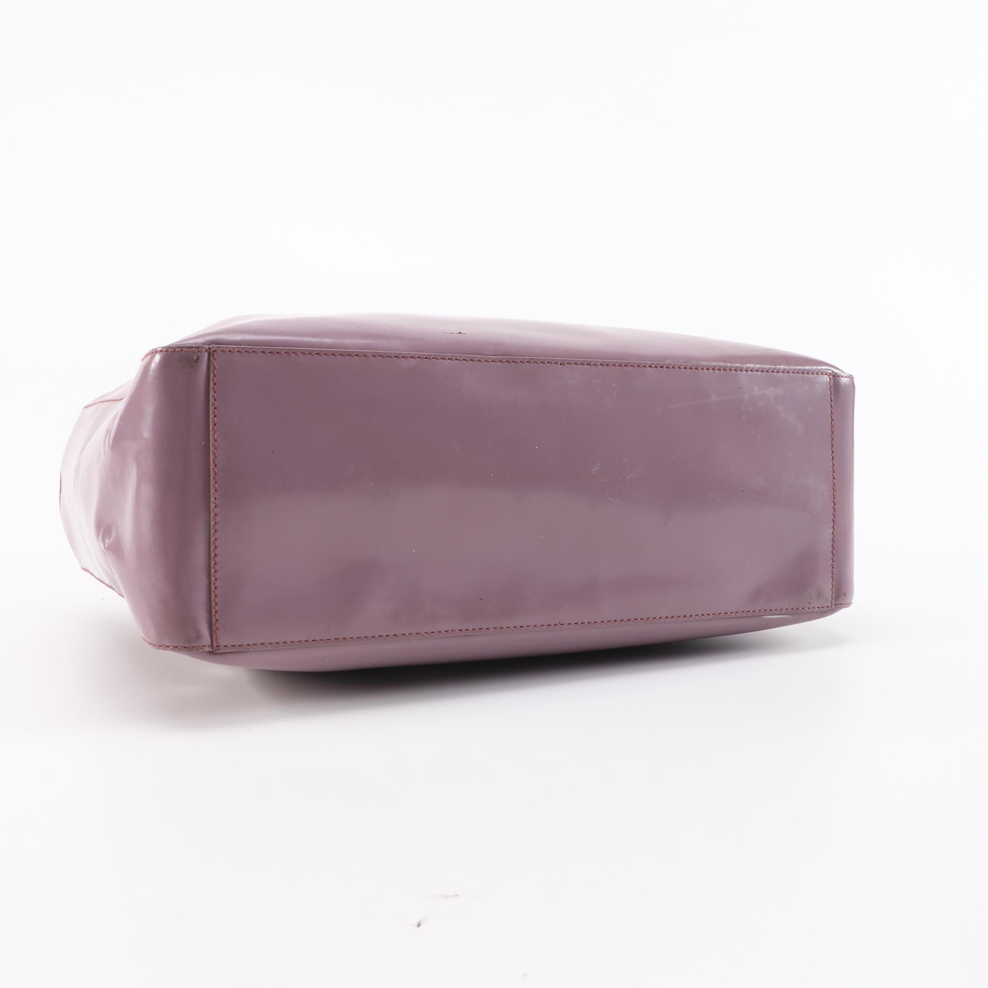 Prada Glazed Leather Handbag in Lilac with Clear Acrylic Handles