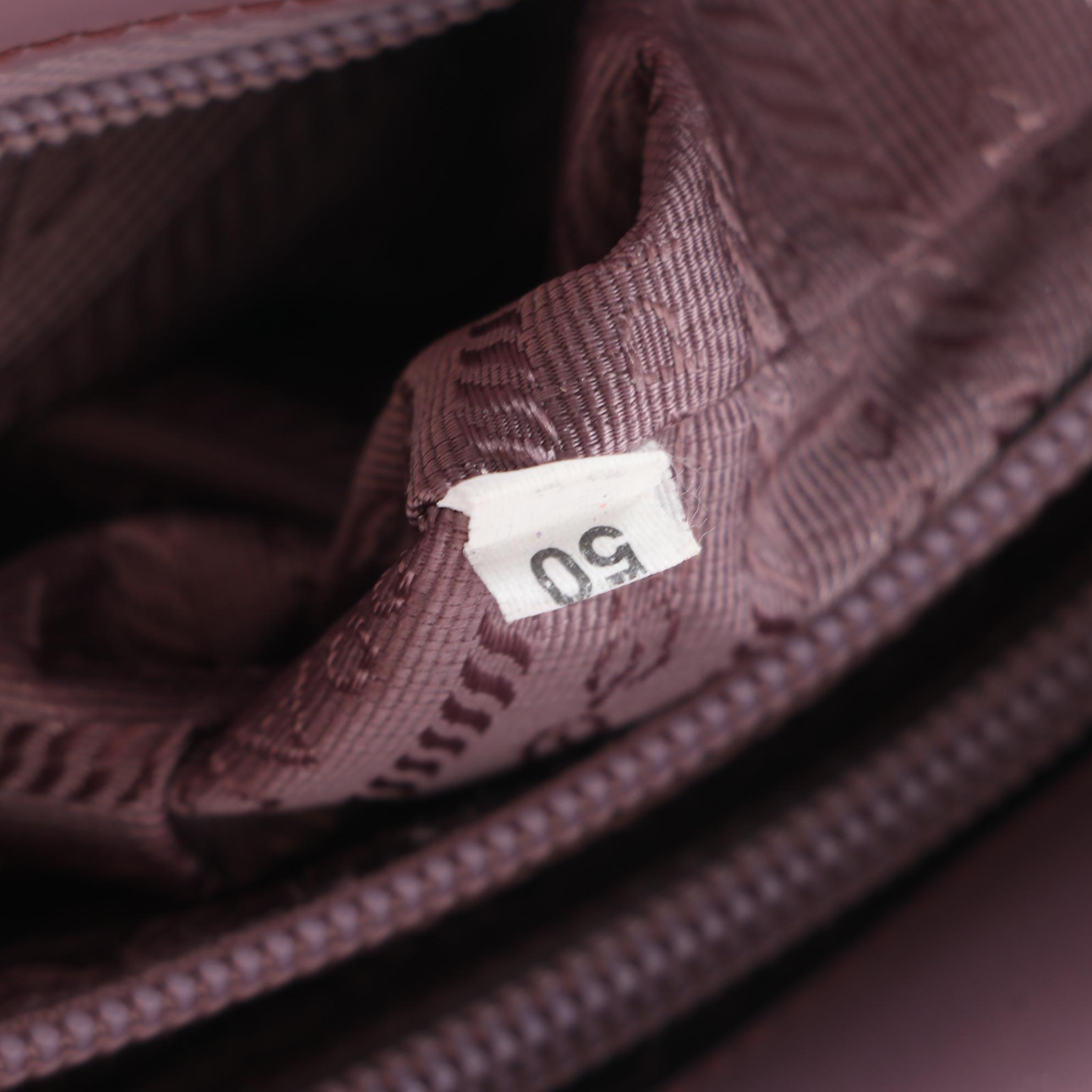 Prada Glazed Leather Handbag in Lilac with Clear Acrylic Handles