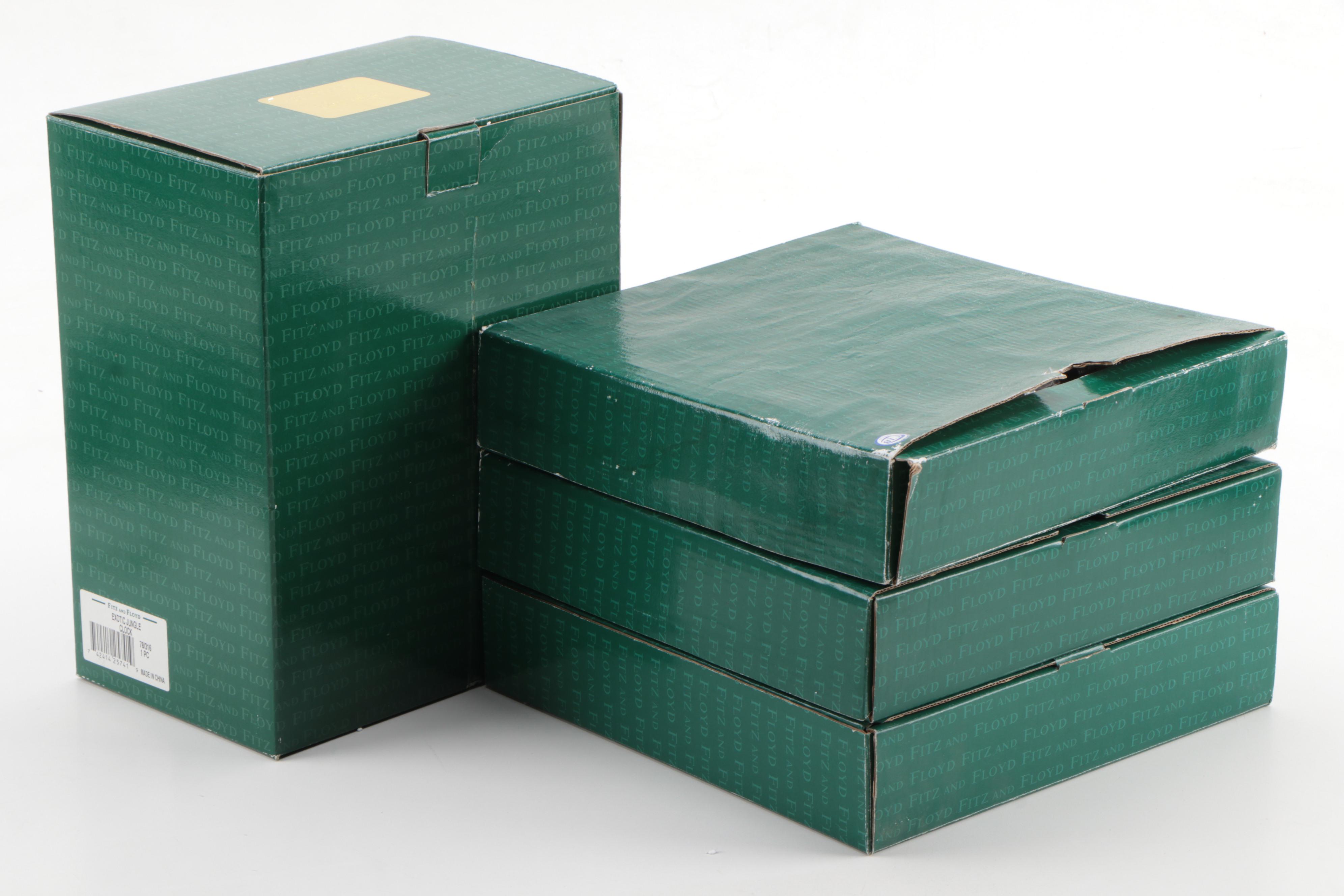 Fitz and Floyd Exotic Jungle Clock, Fish Collection Canapé Plates