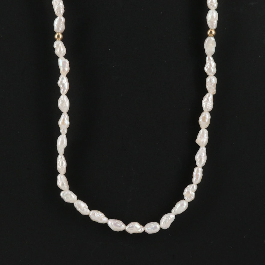 Endless Pearl Necklace with 14K Accents