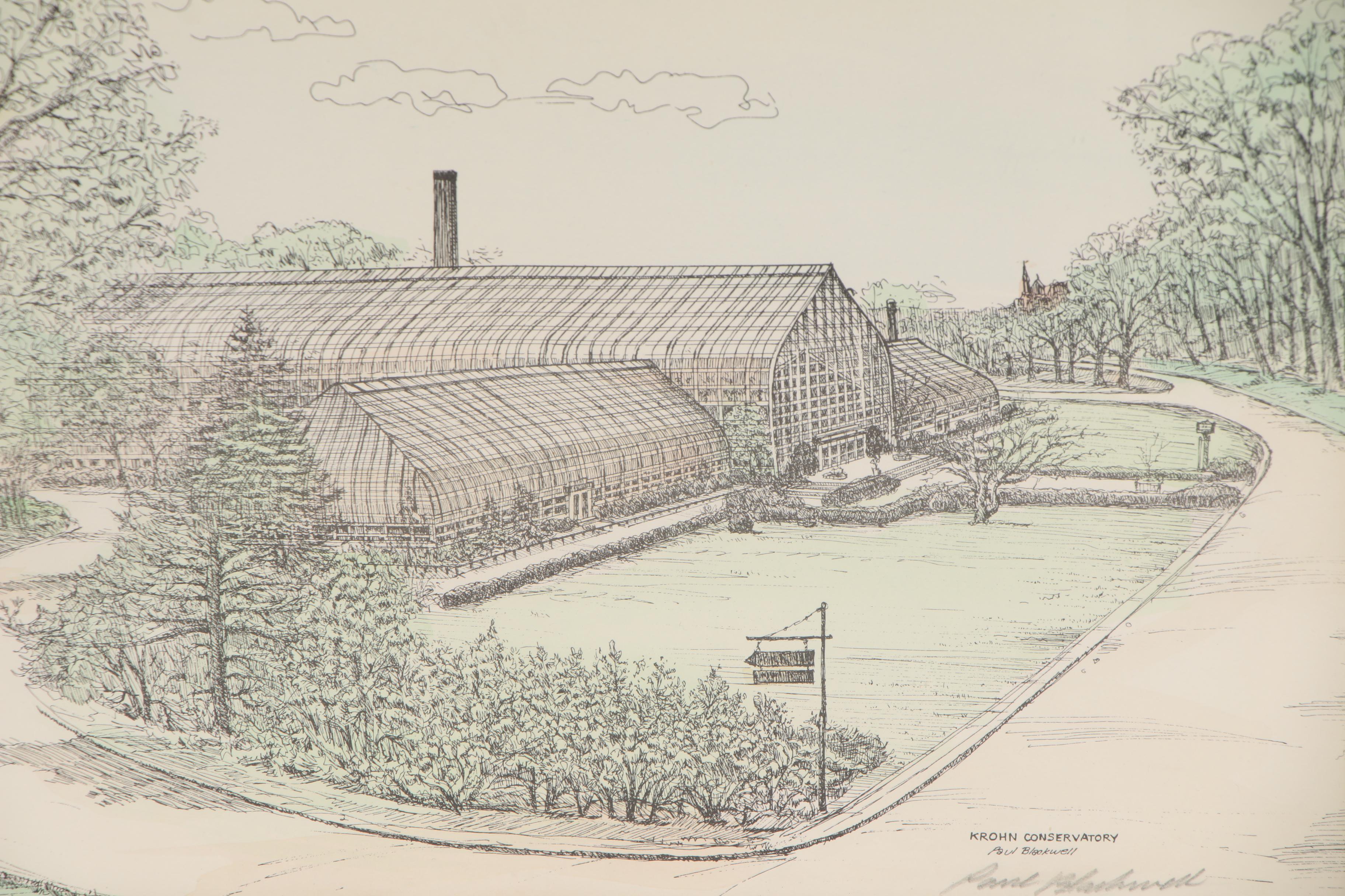 Paul Blackwell Hand-Colored Lithographs of Cincinnati Landmarks