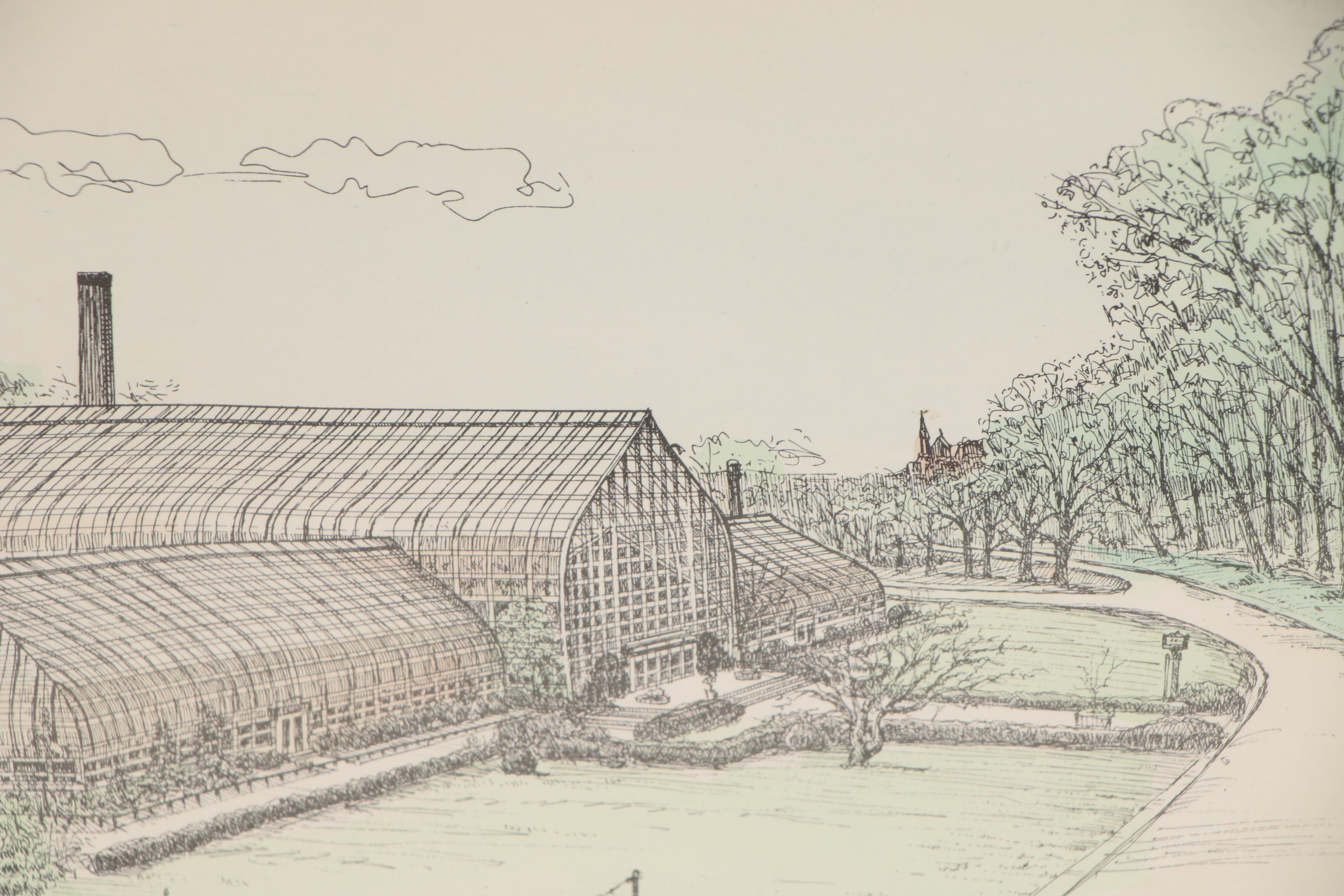 Paul Blackwell Hand-Colored Lithographs of Cincinnati Landmarks