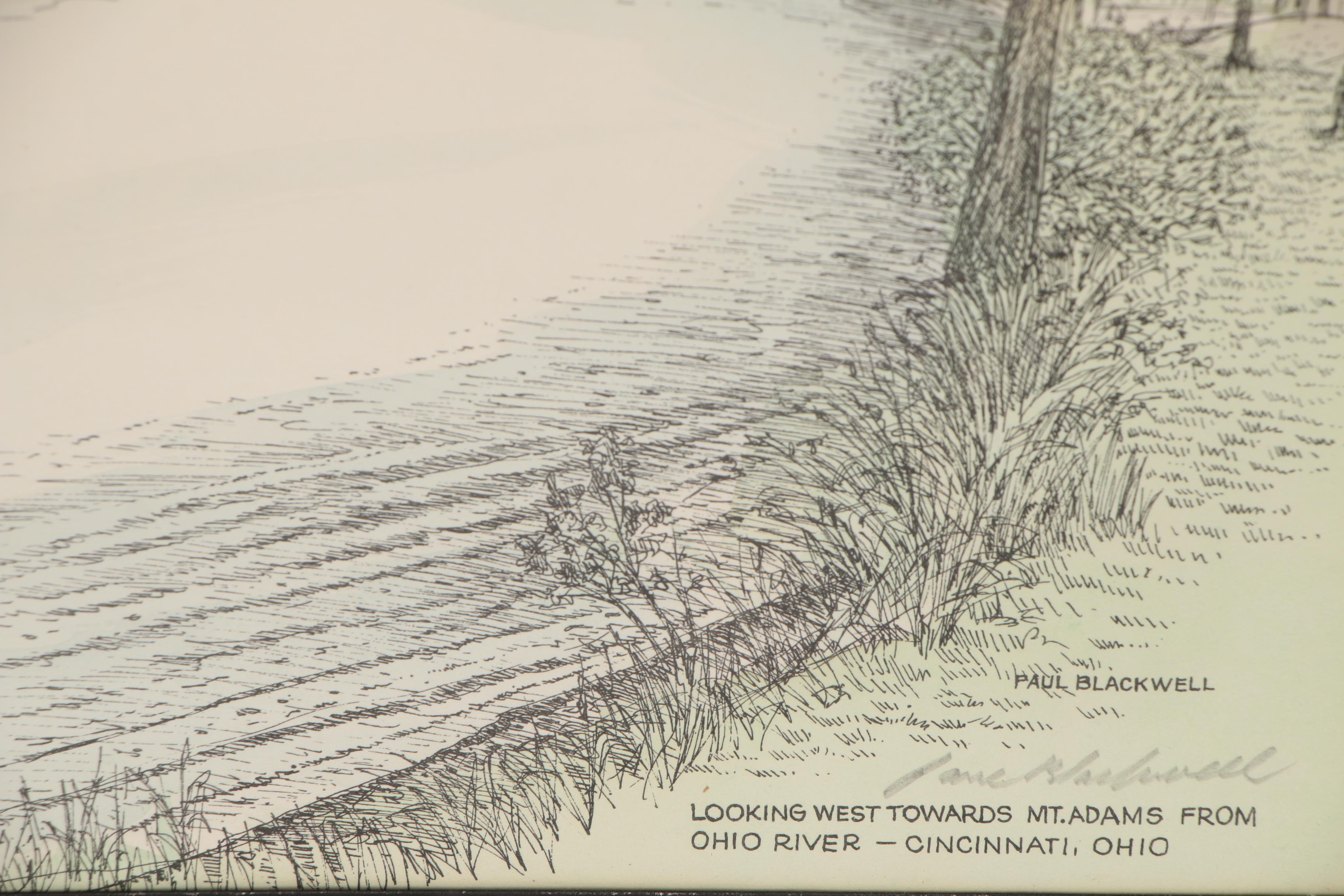 Paul Blackwell Hand-Colored Lithographs of Cincinnati Landmarks