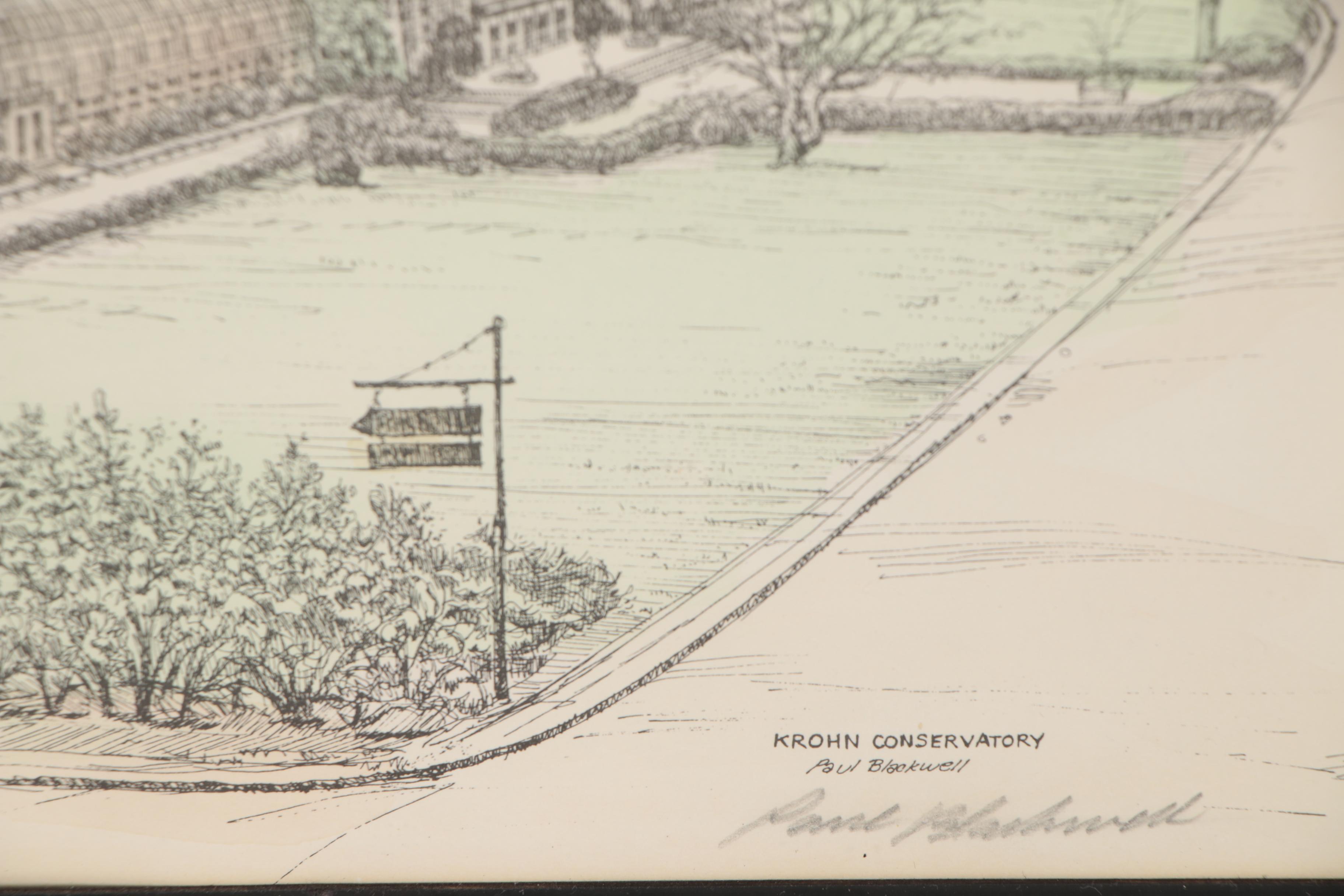 Paul Blackwell Hand-Colored Lithographs of Cincinnati Landmarks