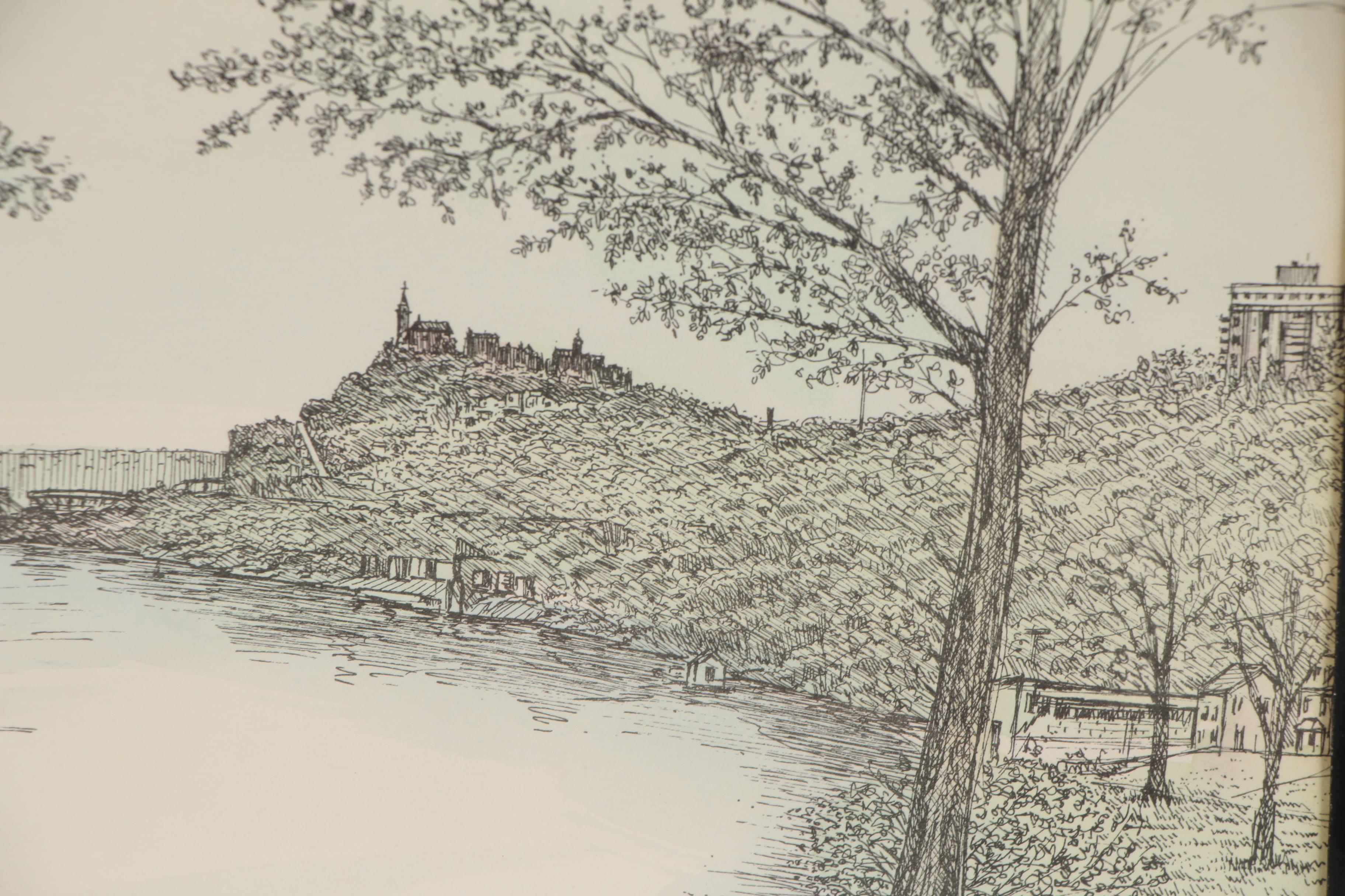 Paul Blackwell Hand-Colored Lithographs of Cincinnati Landmarks