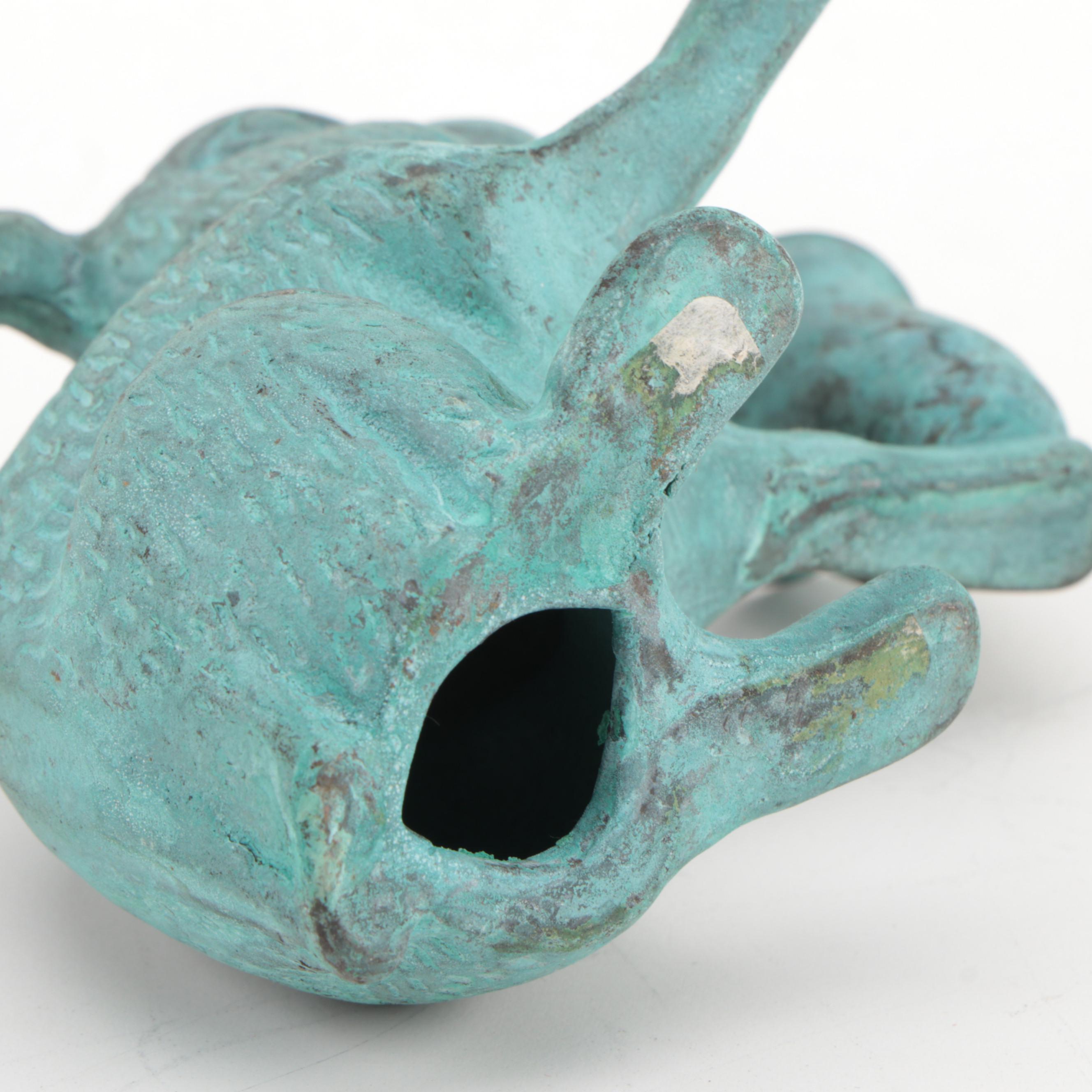 Bronze and Iron Animal Shaped Candle Holders,  Late 20th Century