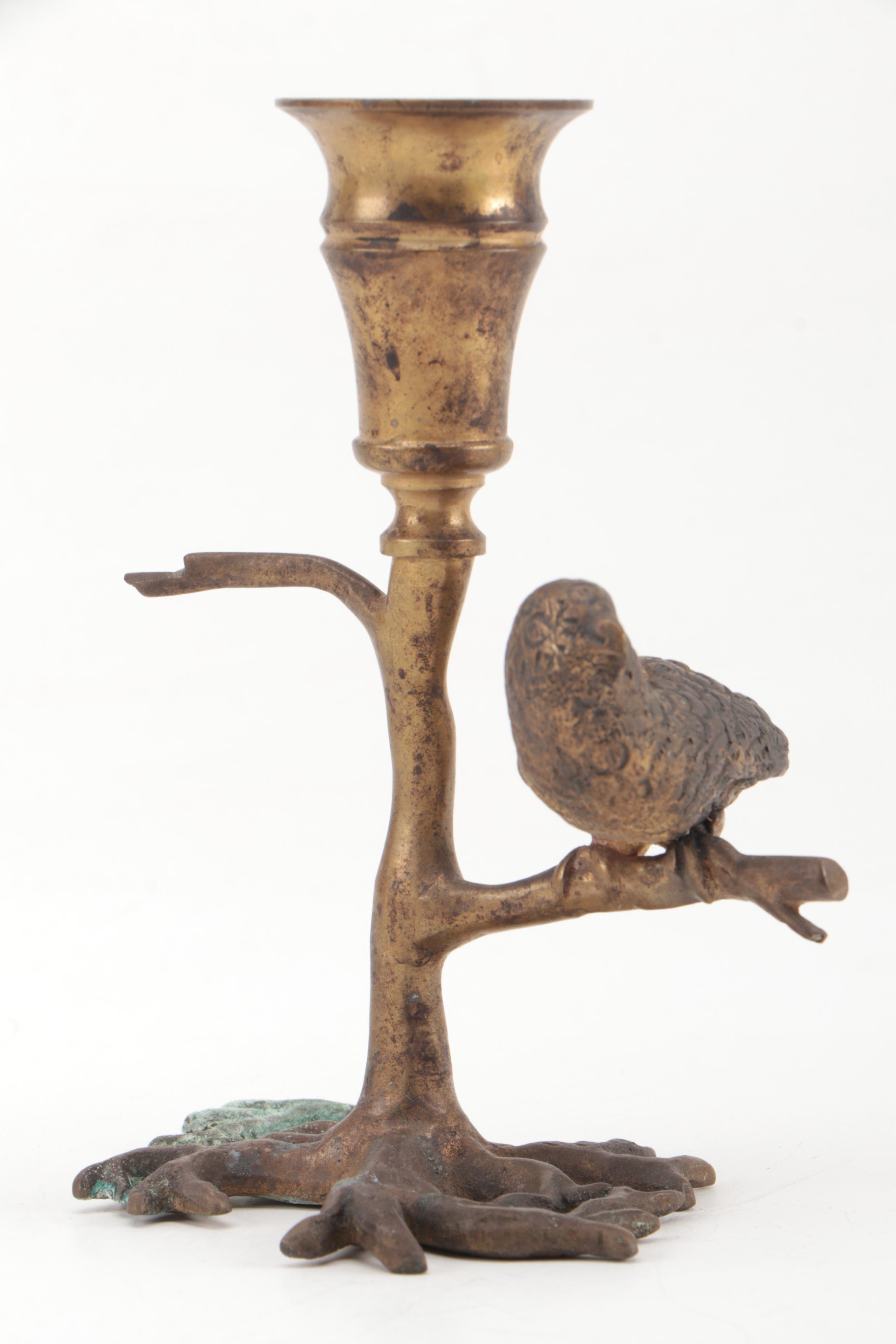 Bronze and Iron Animal Shaped Candle Holders,  Late 20th Century