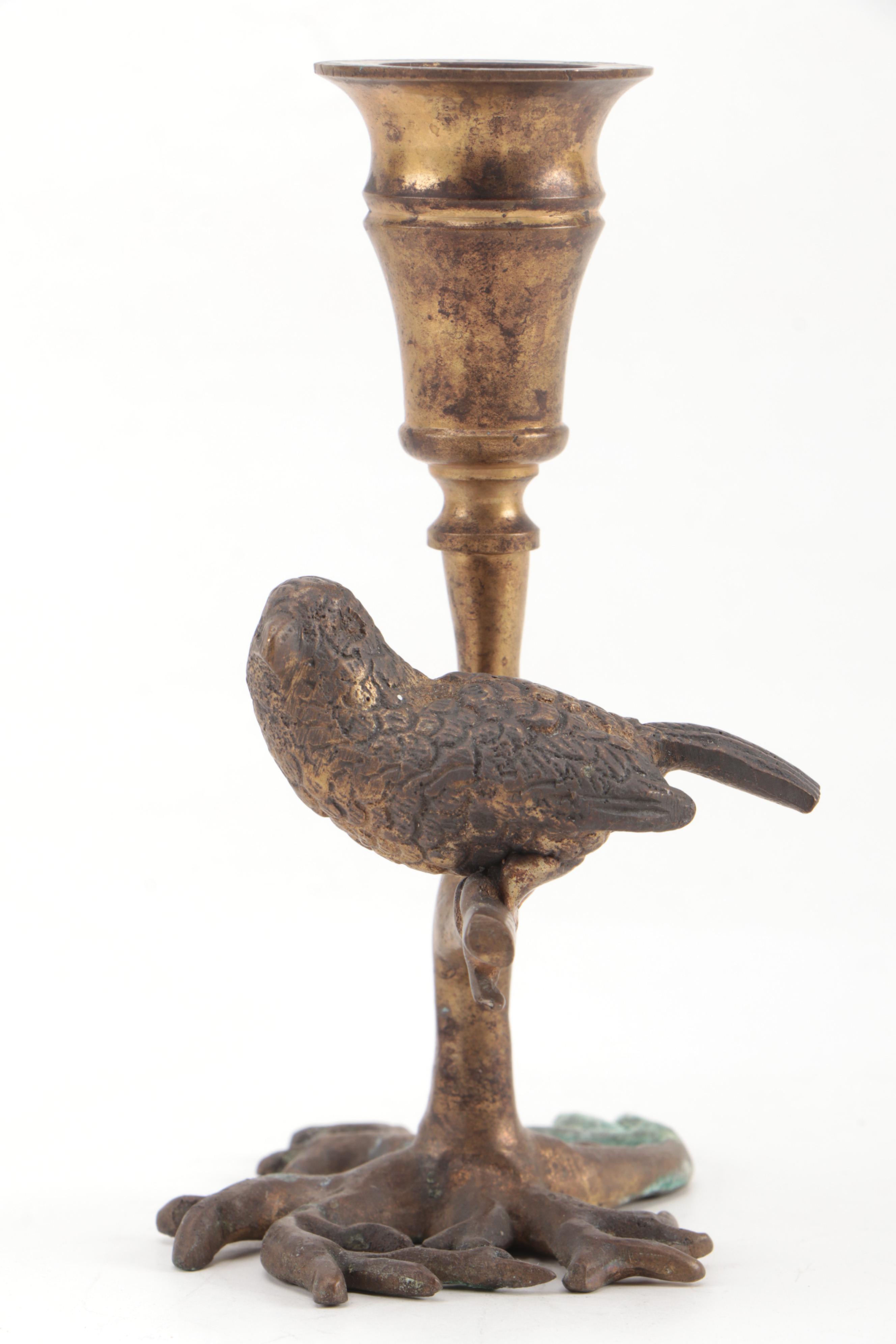 Bronze and Iron Animal Shaped Candle Holders,  Late 20th Century