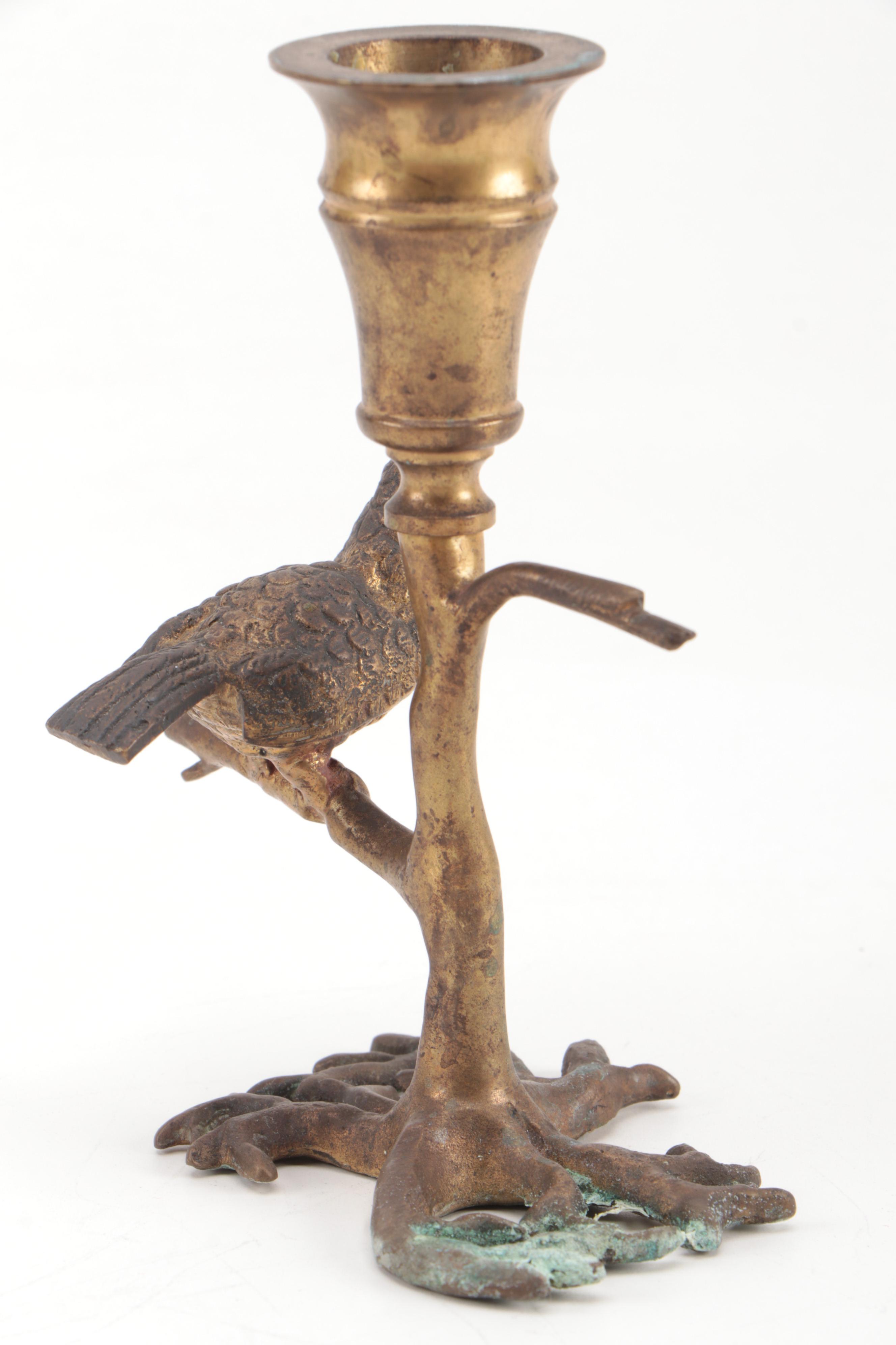 Bronze and Iron Animal Shaped Candle Holders,  Late 20th Century