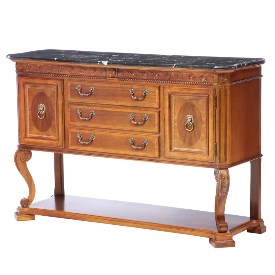 Universal Furniture George III Style Mahogany-Veneered and Marble Top Sideboard