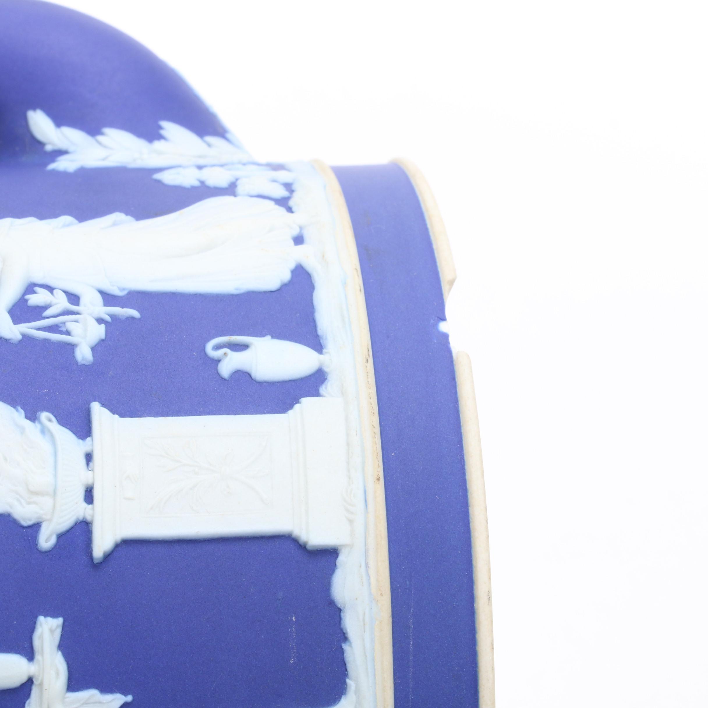 Wedgwood Portland Blue Jasperware Teapot and Black Basalt Tea Set