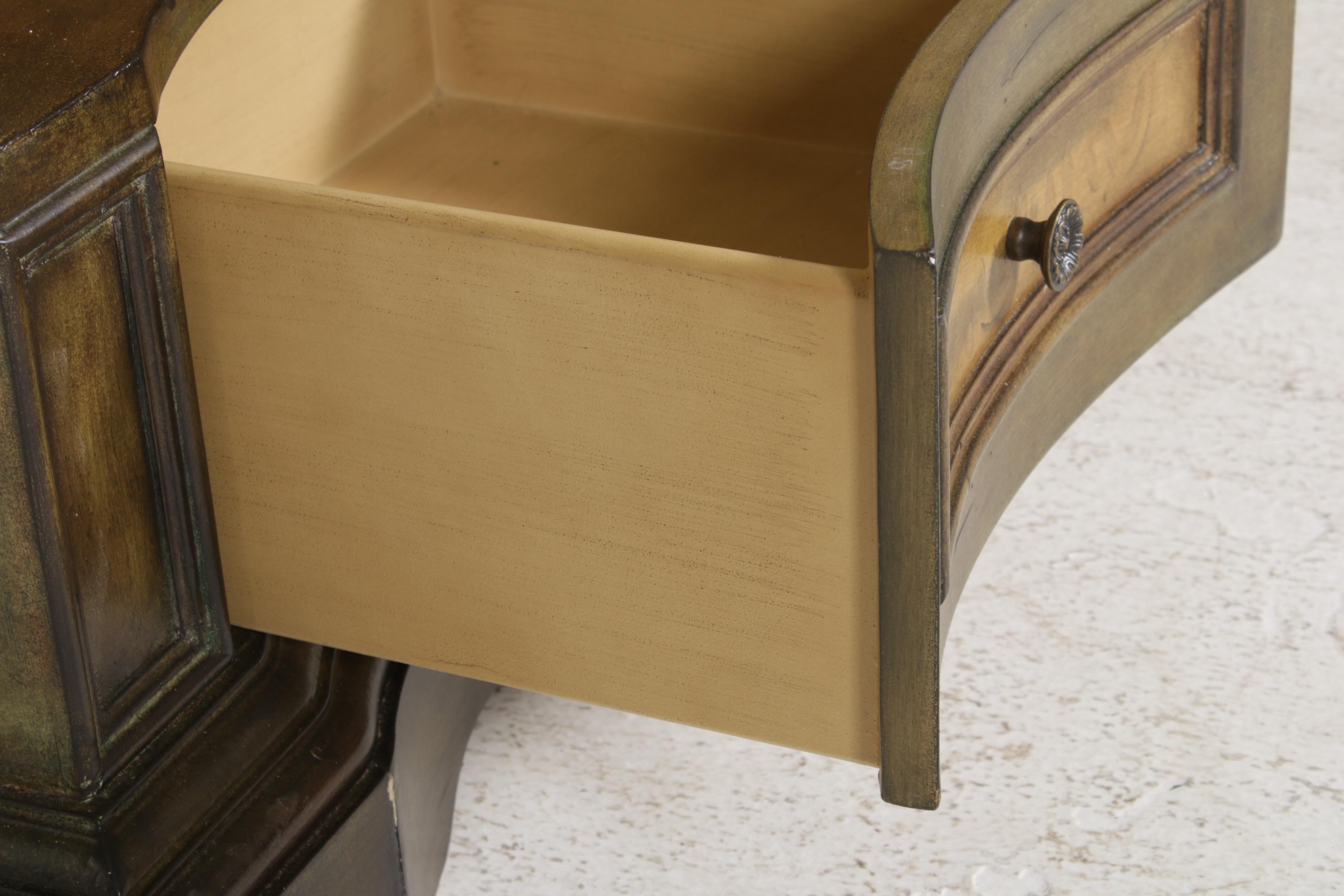 Paint Distressed Provincial Style Curved Front Media Cabinet, Contemporary