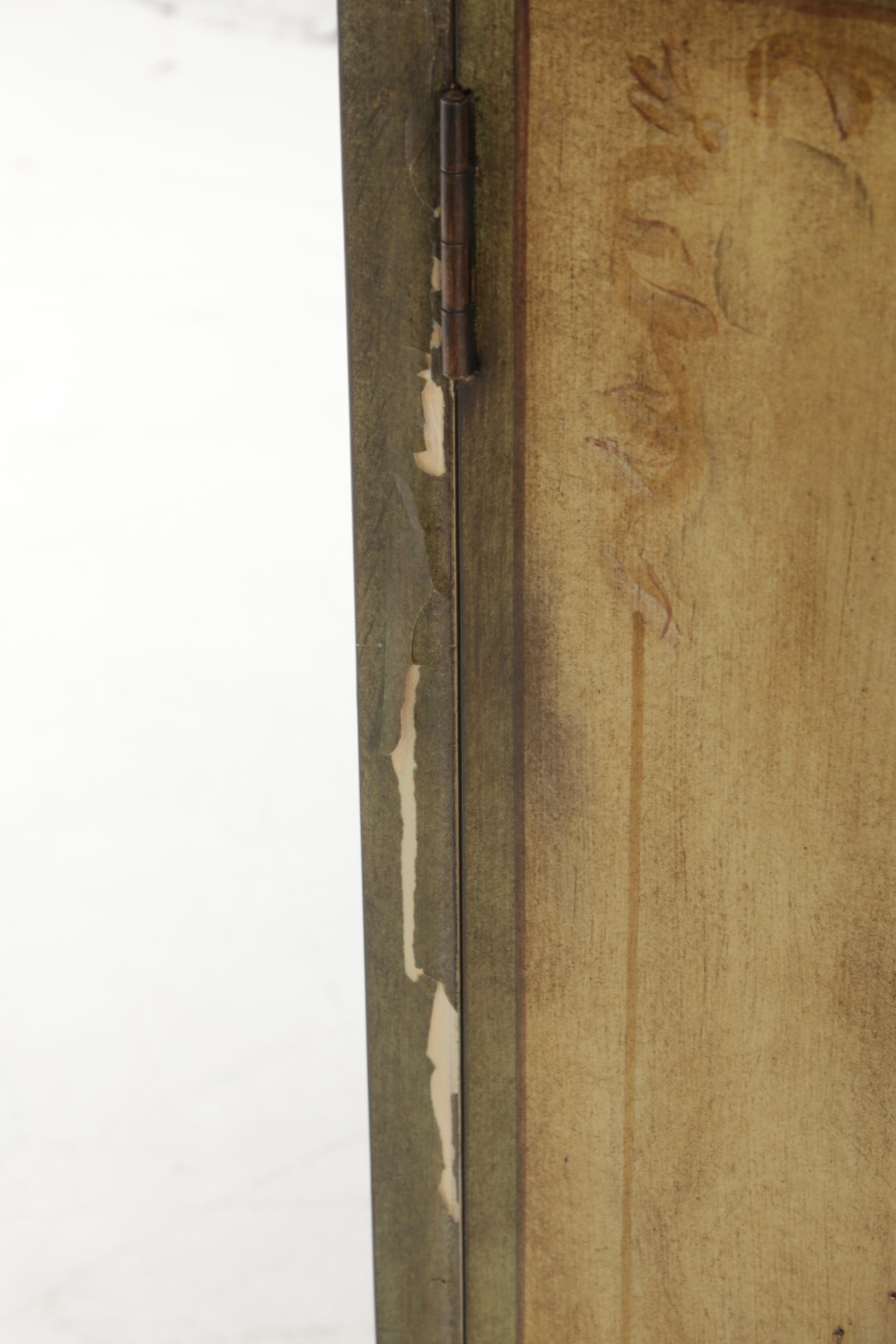 Paint Distressed Provincial Style Curved Front Media Cabinet, Contemporary