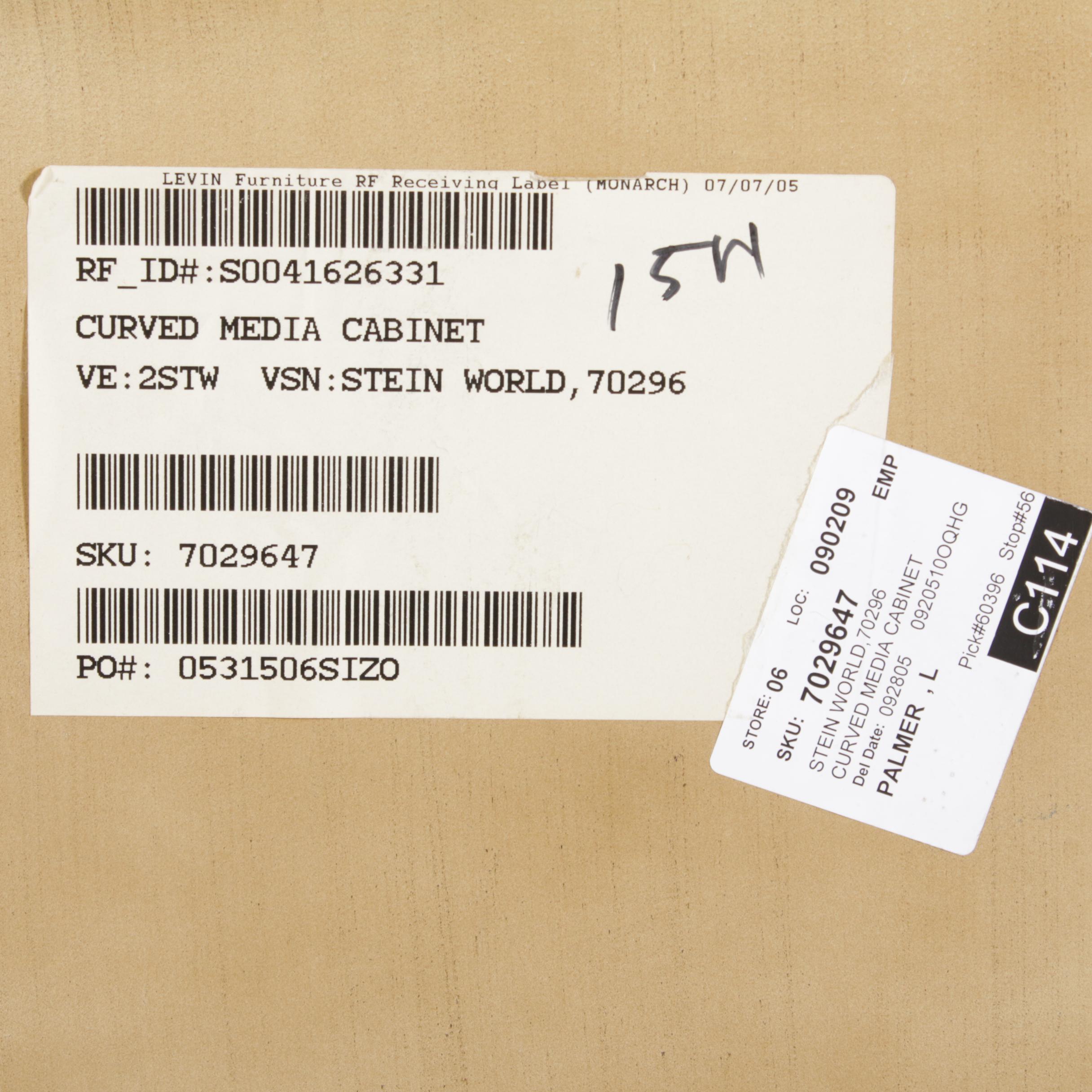 Paint Distressed Provincial Style Curved Front Media Cabinet, Contemporary