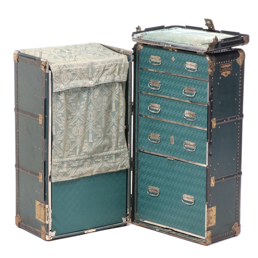 Hartmann "The Bullock Wardrobe" Cushion-Top Steamer Trunk, Early 20th Century