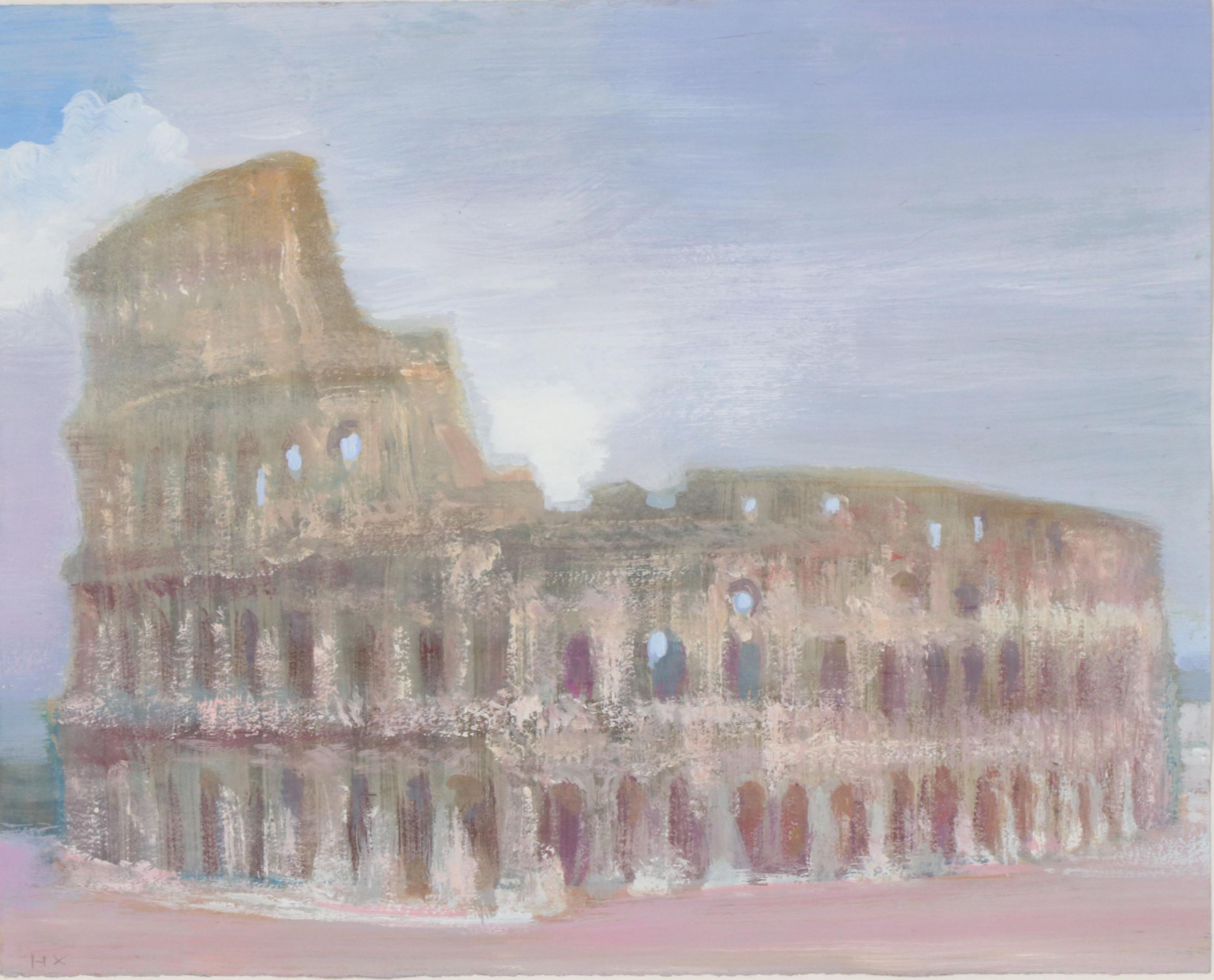 Han Xin Gouache Painting of Roman Coliseum