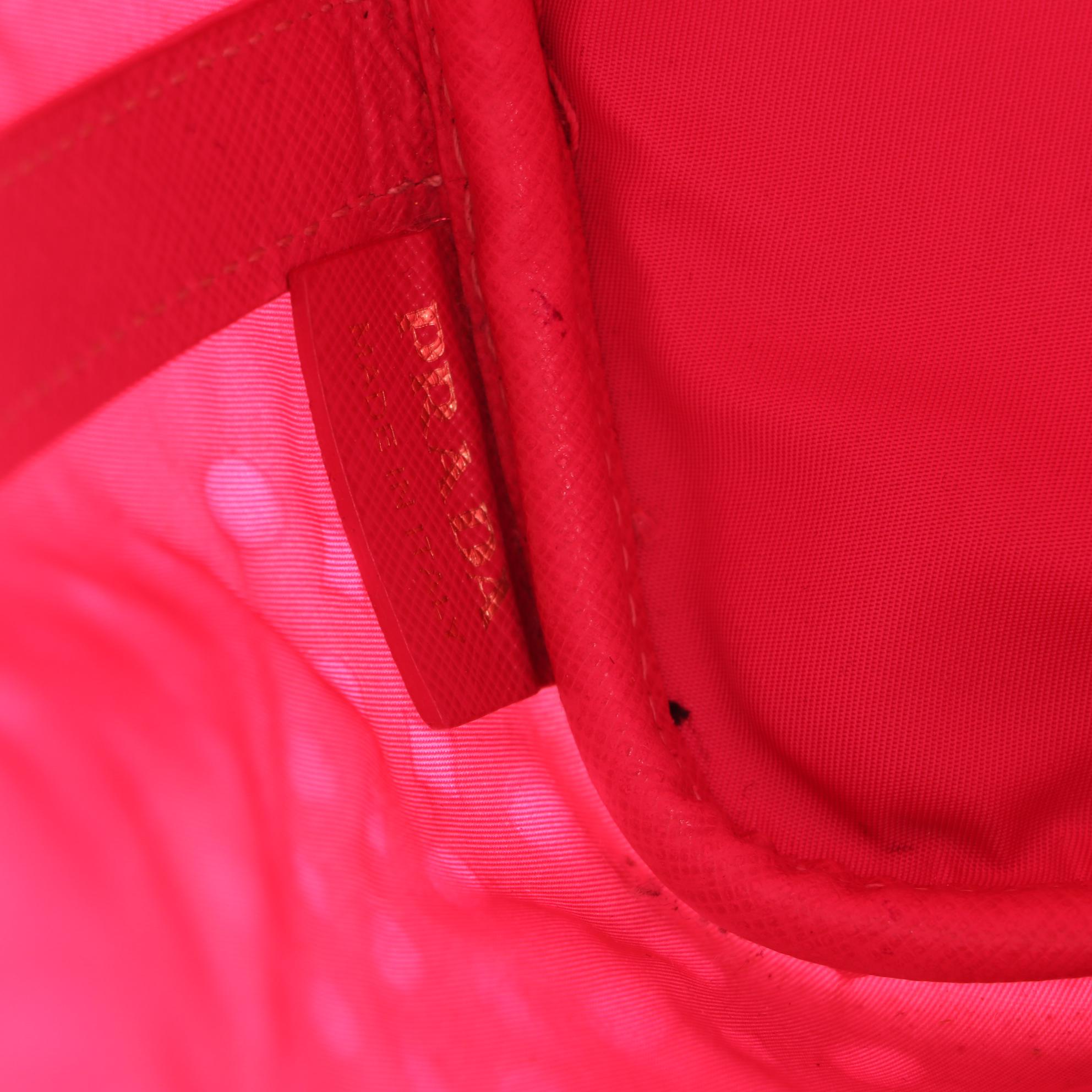 Prada Perforated Pink PVC, Nylon and Saffiano Leather Trimmed Two-Way Tote