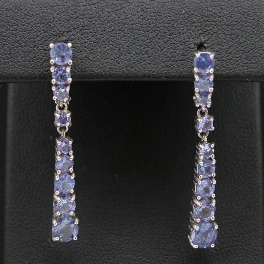 Sterling Silver Tanzanite Dangle Earrings