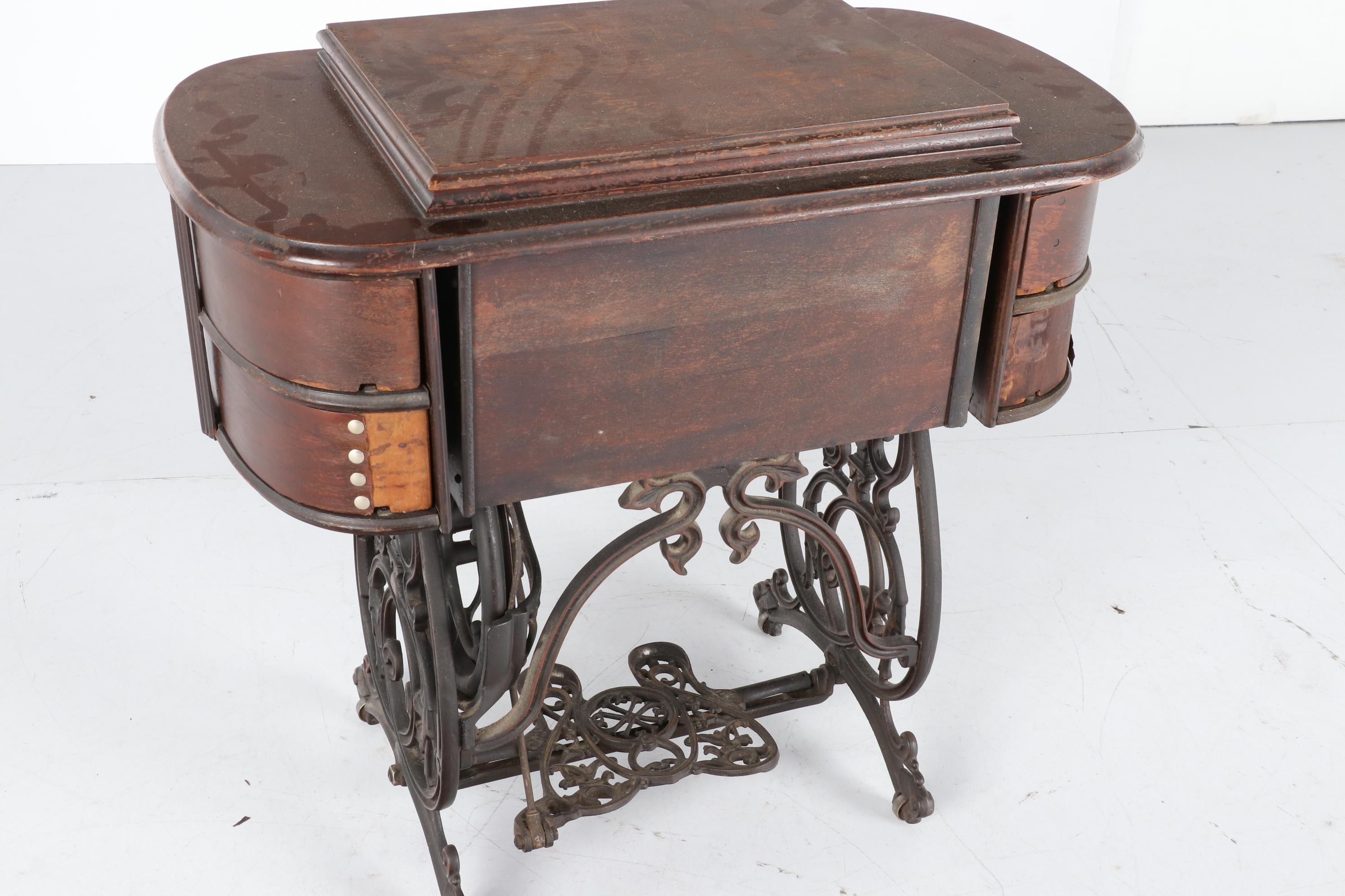 B. Eldredge Automatic Manual Sewing Machine and Cabinet, Antique