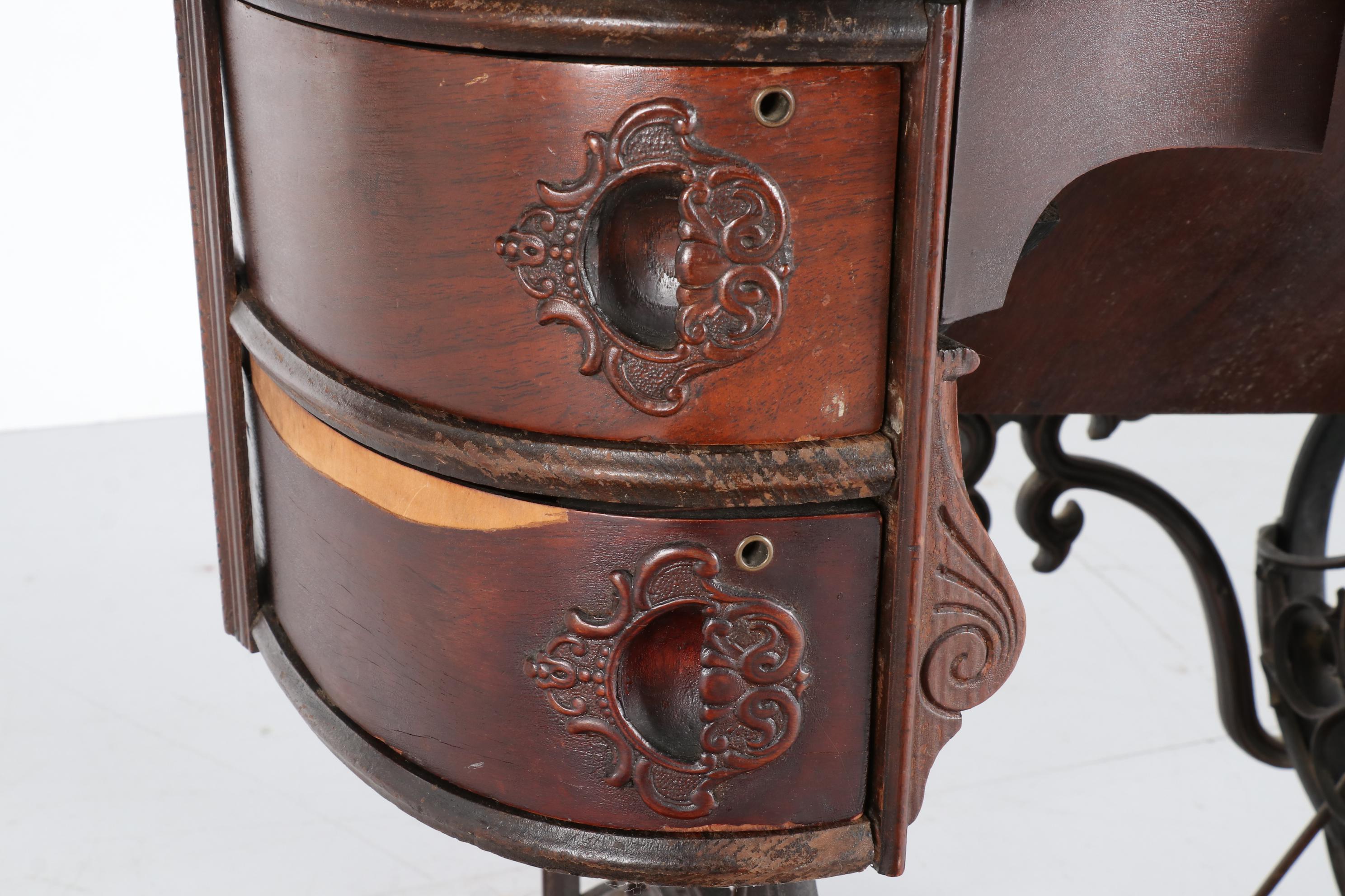 B. Eldredge Automatic Manual Sewing Machine and Cabinet, Antique