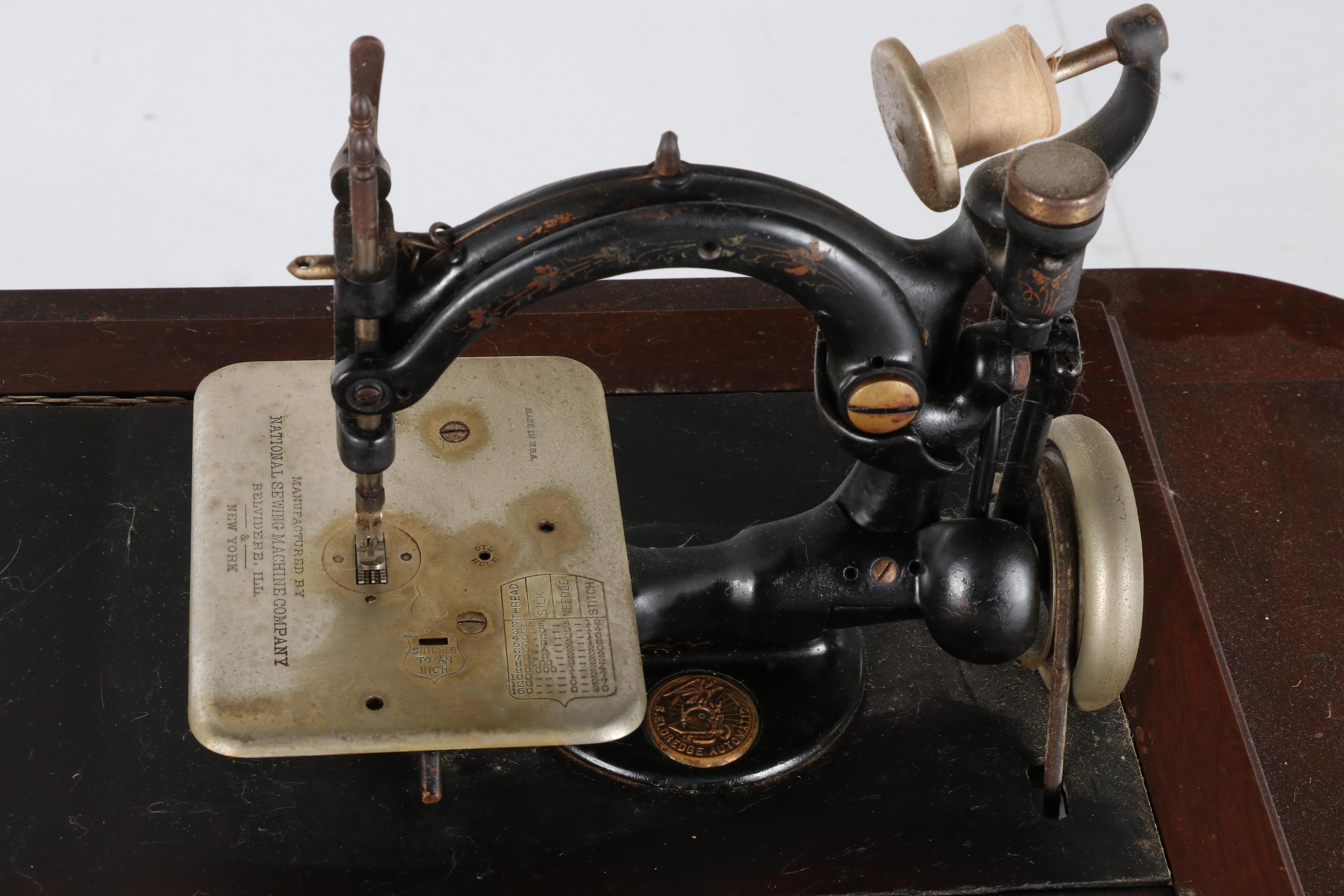 B. Eldredge Automatic Manual Sewing Machine and Cabinet, Antique