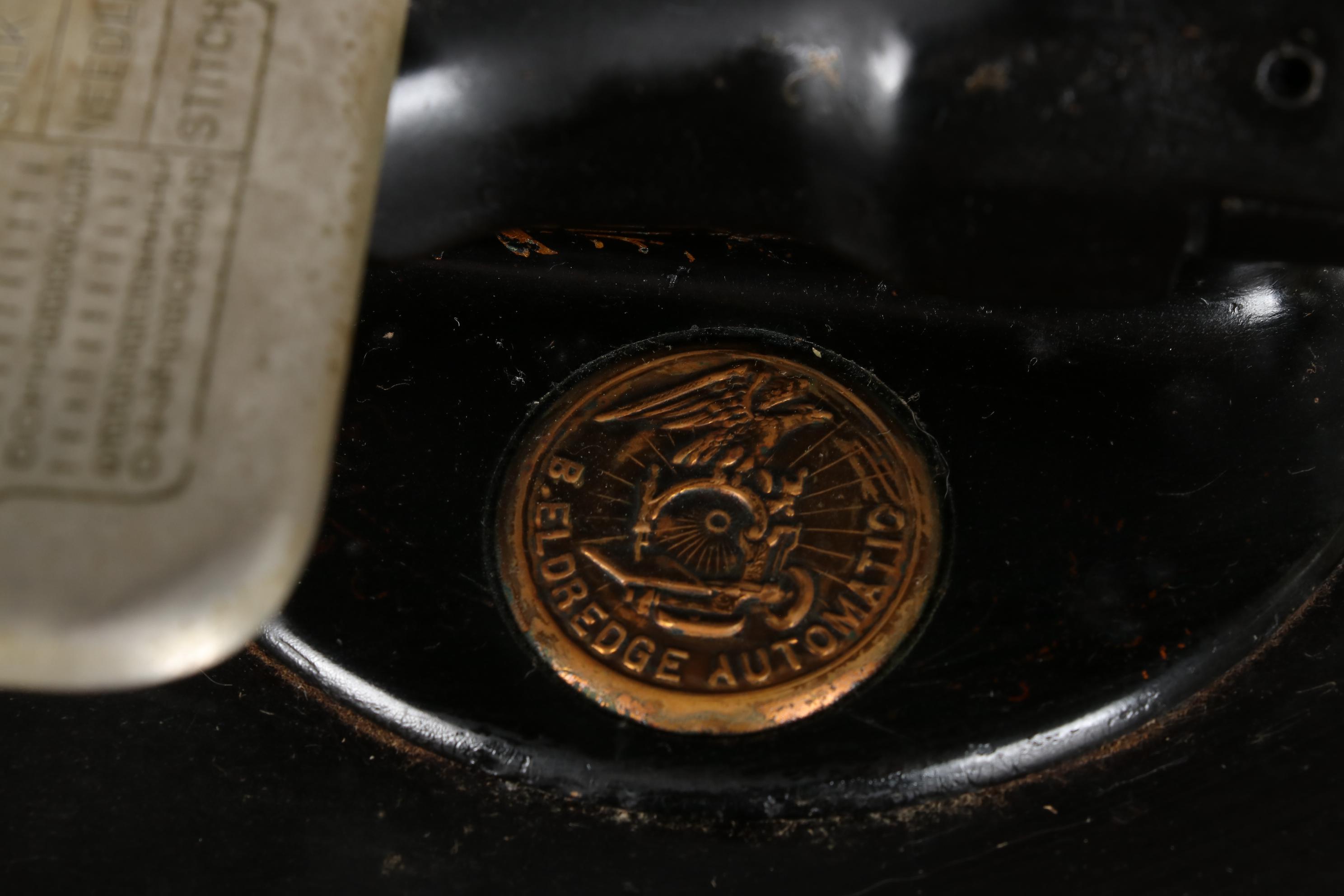 B. Eldredge Automatic Manual Sewing Machine and Cabinet, Antique