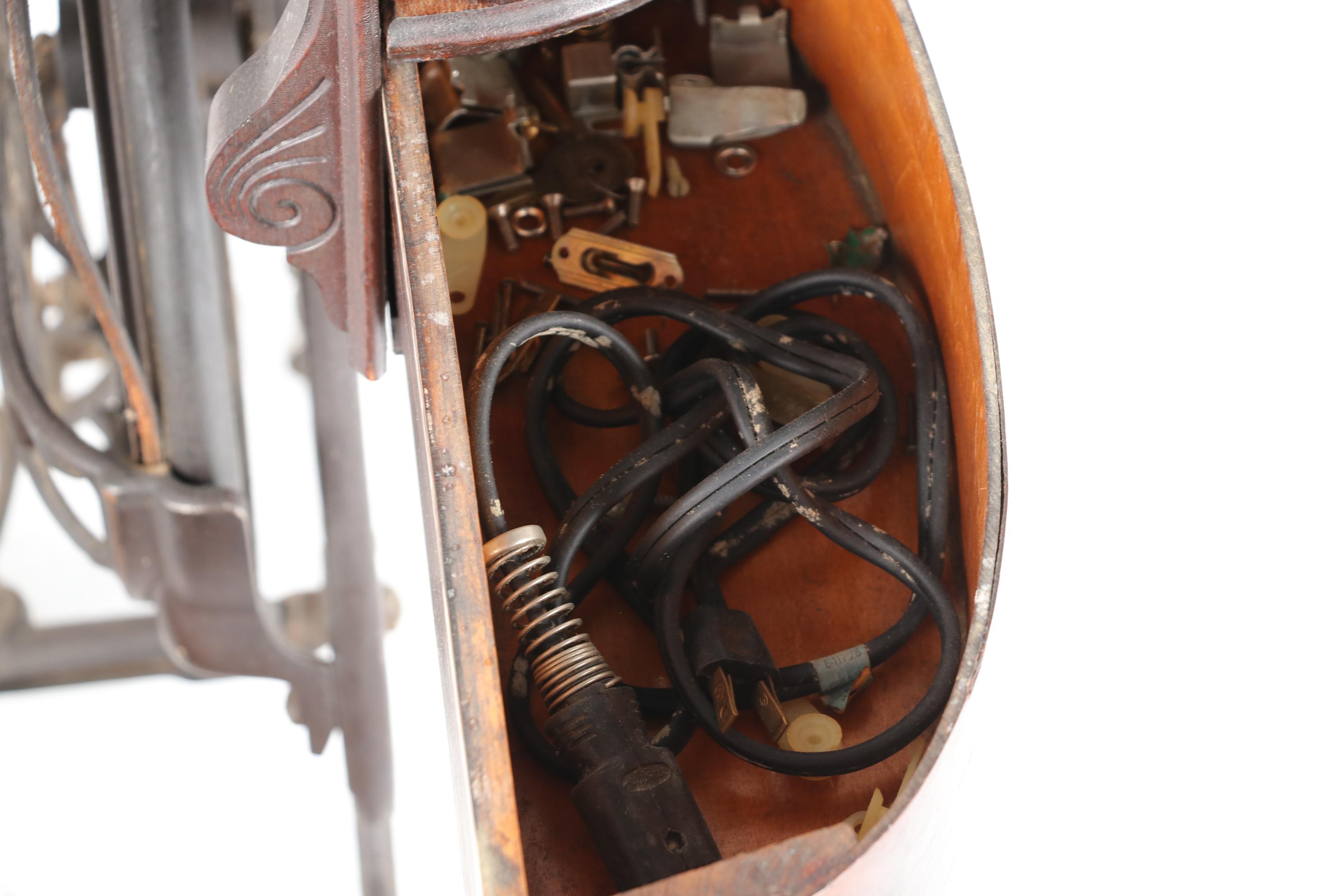 B. Eldredge Automatic Manual Sewing Machine and Cabinet, Antique