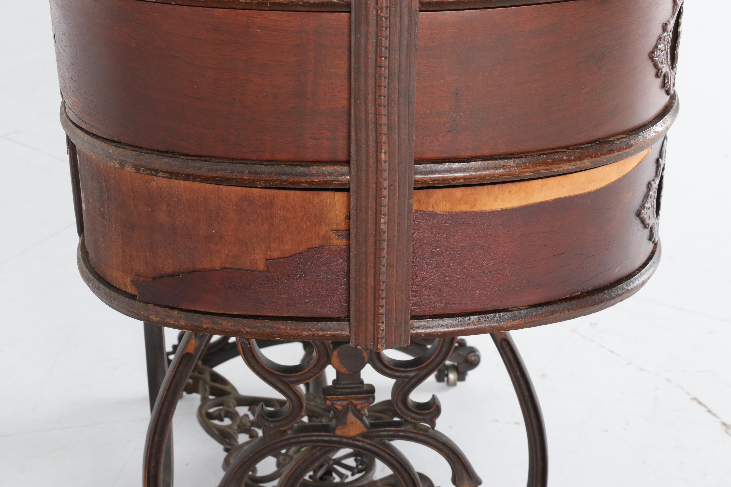 B. Eldredge Automatic Manual Sewing Machine and Cabinet, Antique