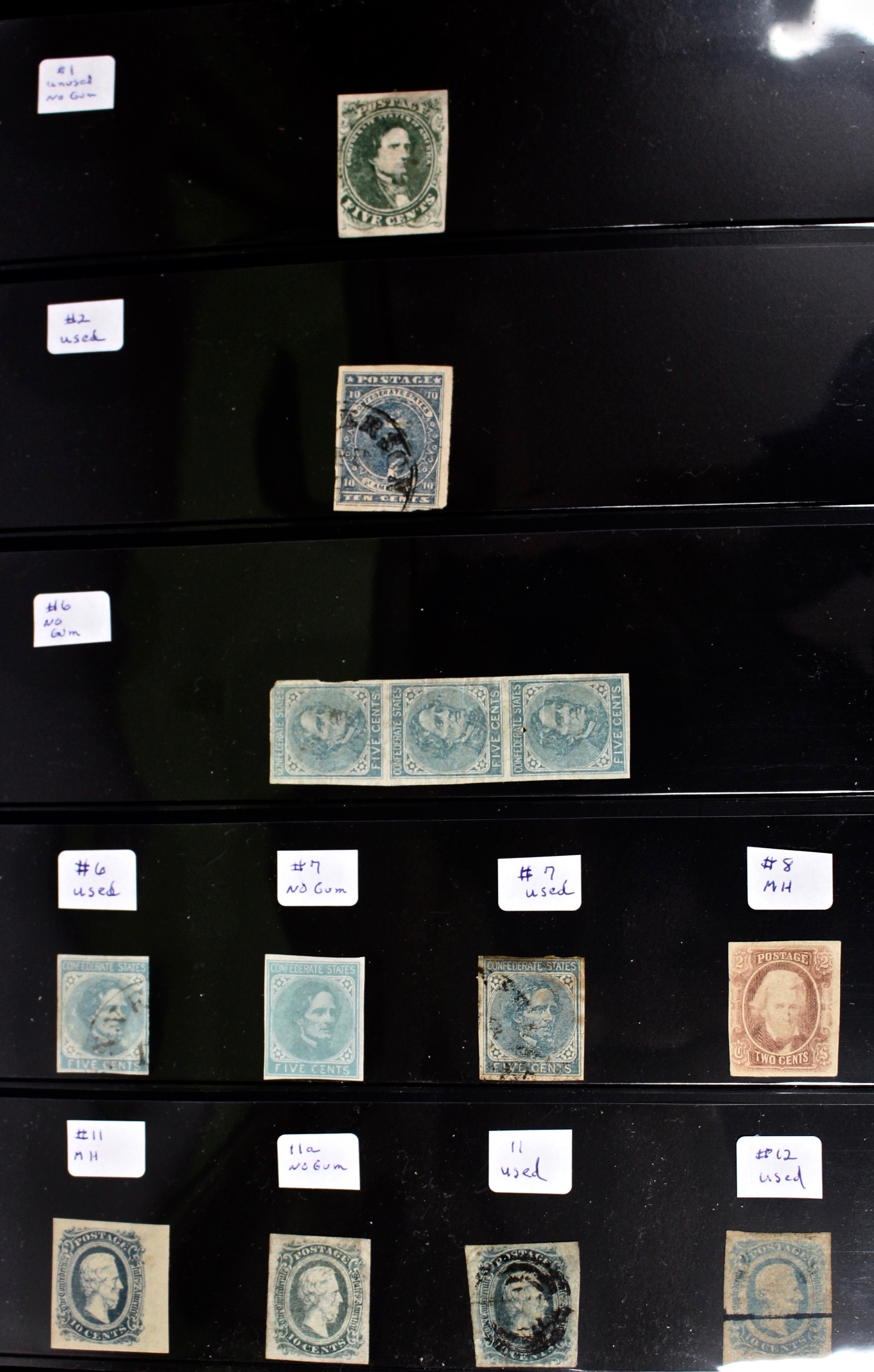 Confederate Postage Stamp Collection, Including Scott CSA #1, #2, #8