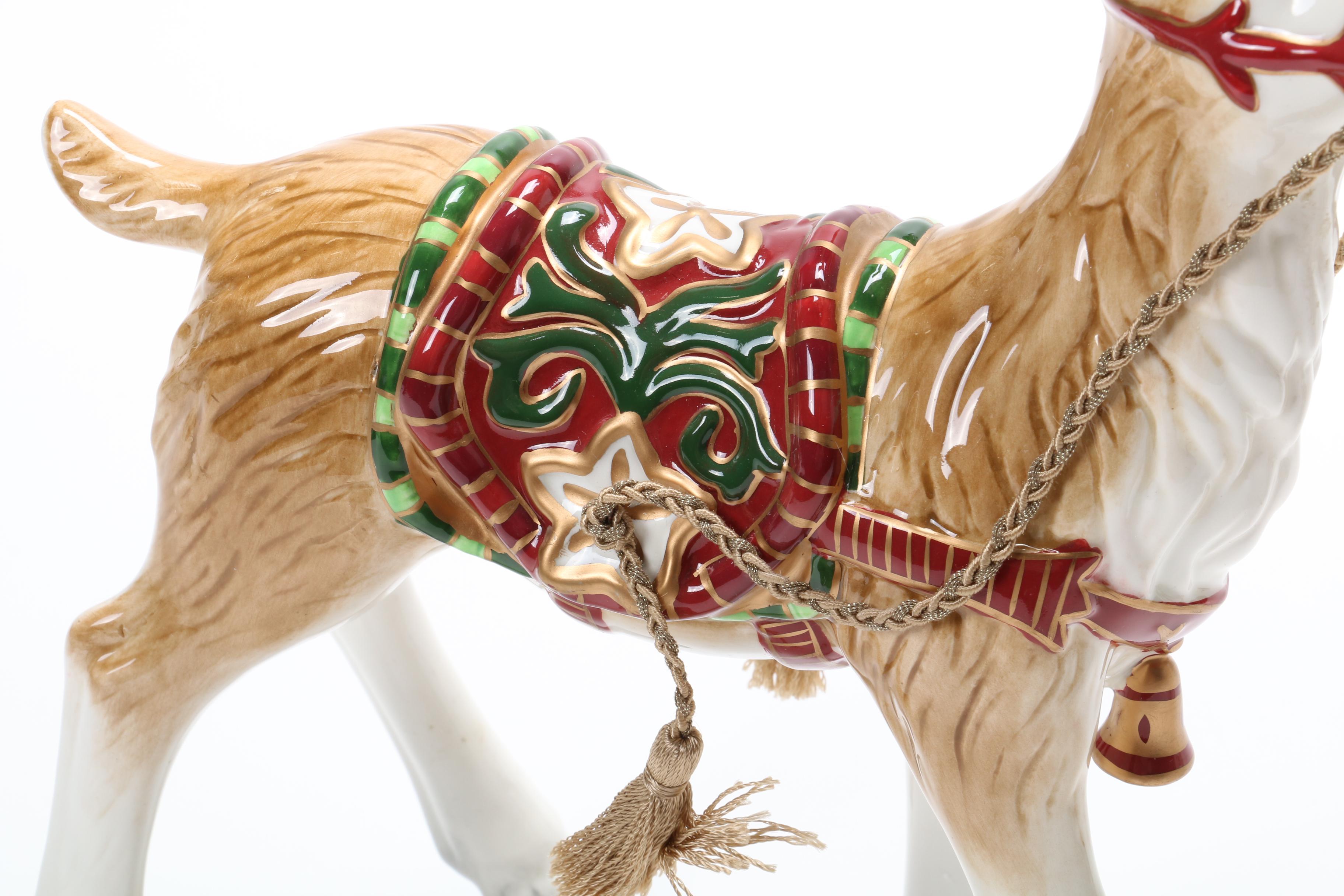 Fitz and Floyd "Christmas Tidings" Ceramic Reindeer Figurines