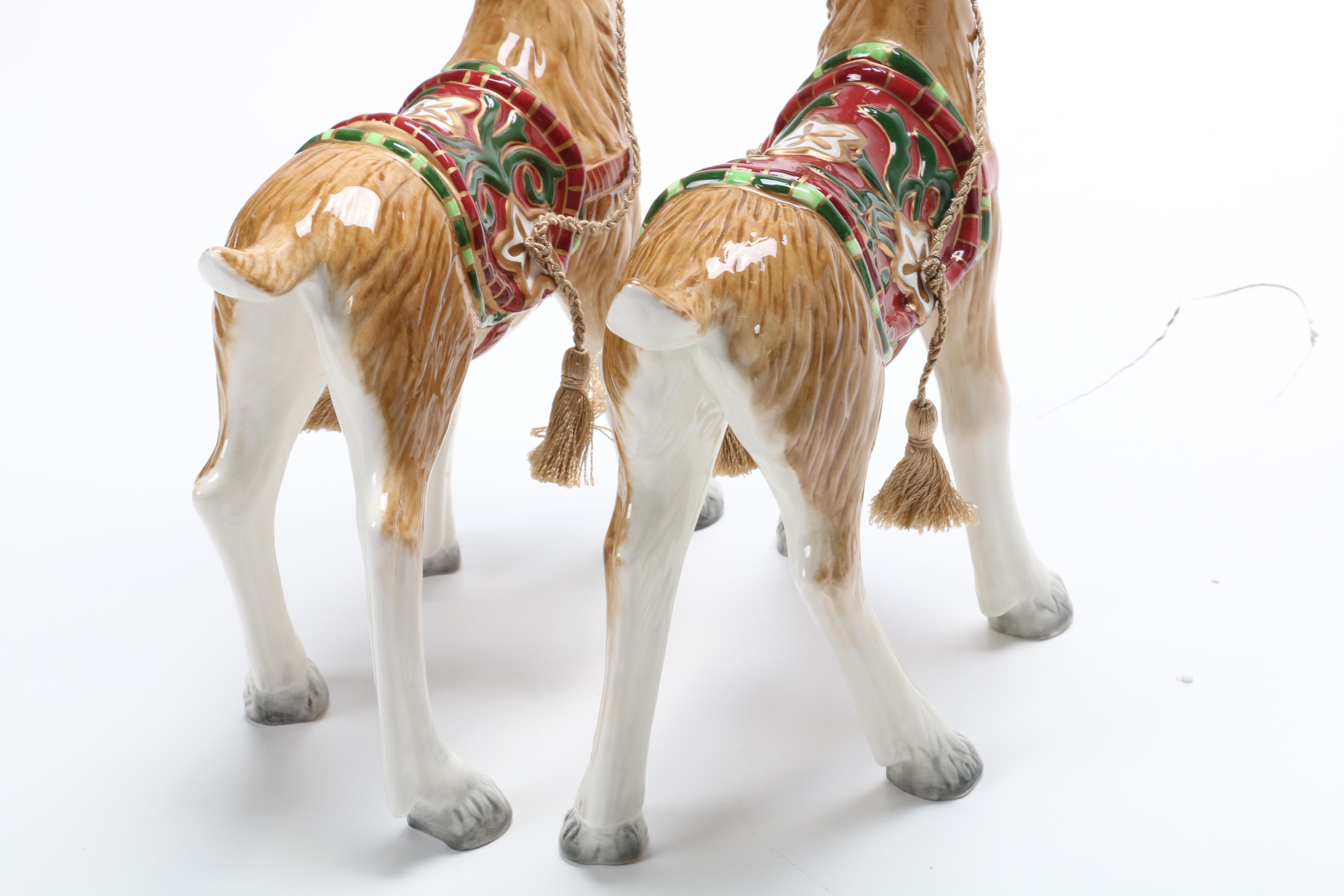 Fitz and Floyd "Christmas Tidings" Ceramic Reindeer Figurines