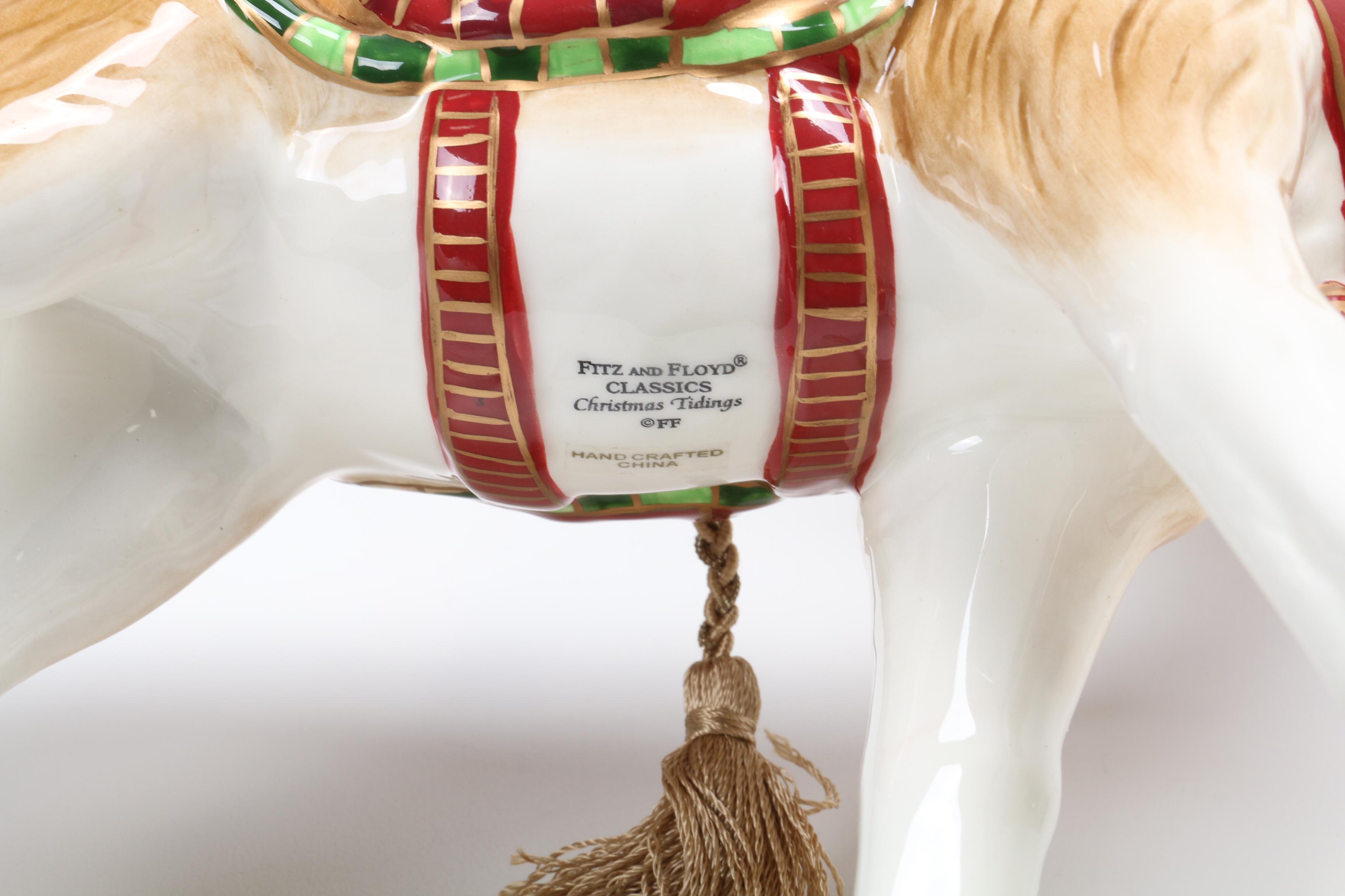 Fitz and Floyd "Christmas Tidings" Ceramic Reindeer Figurines