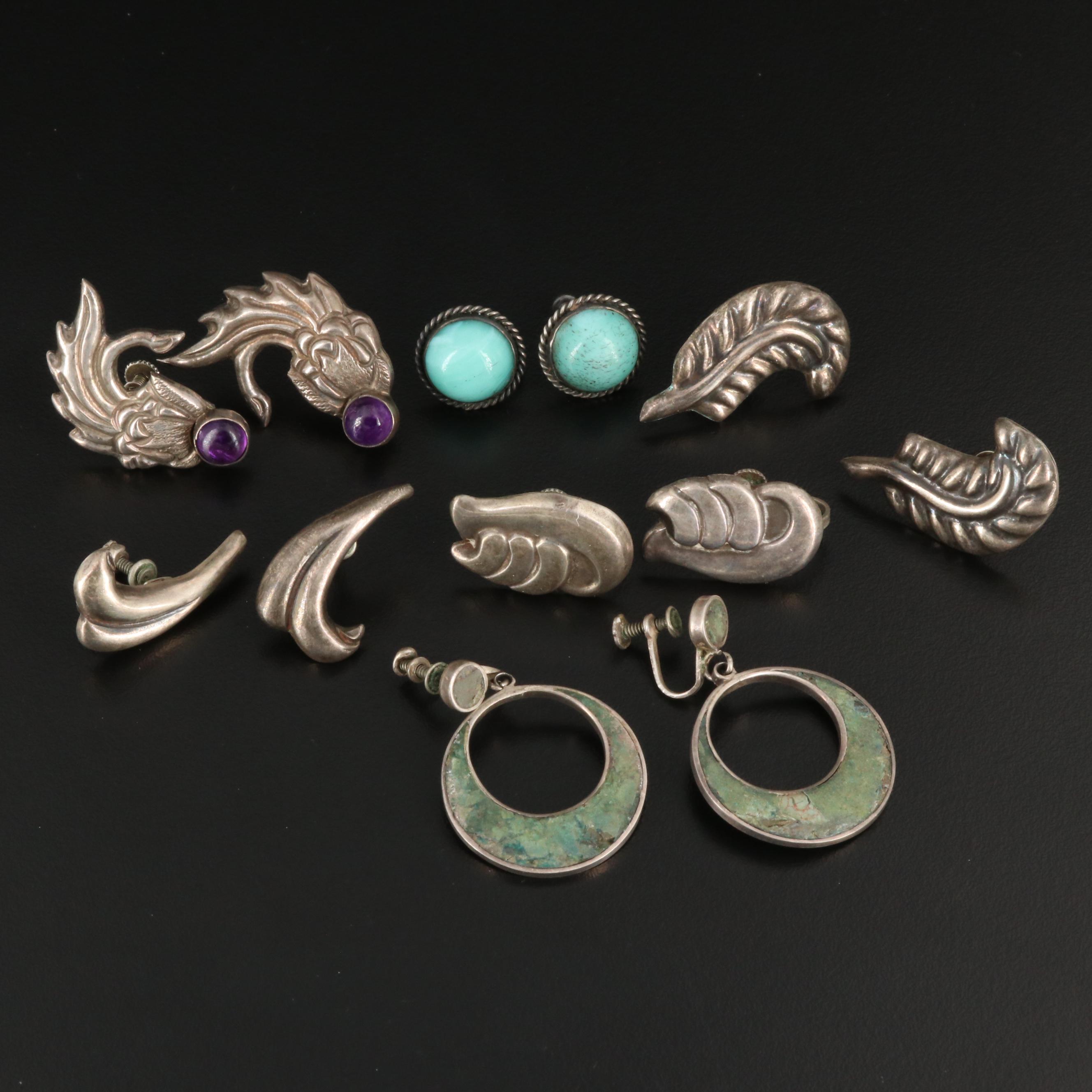 Mexican Sterling Silver Screw Back Earring Assortment