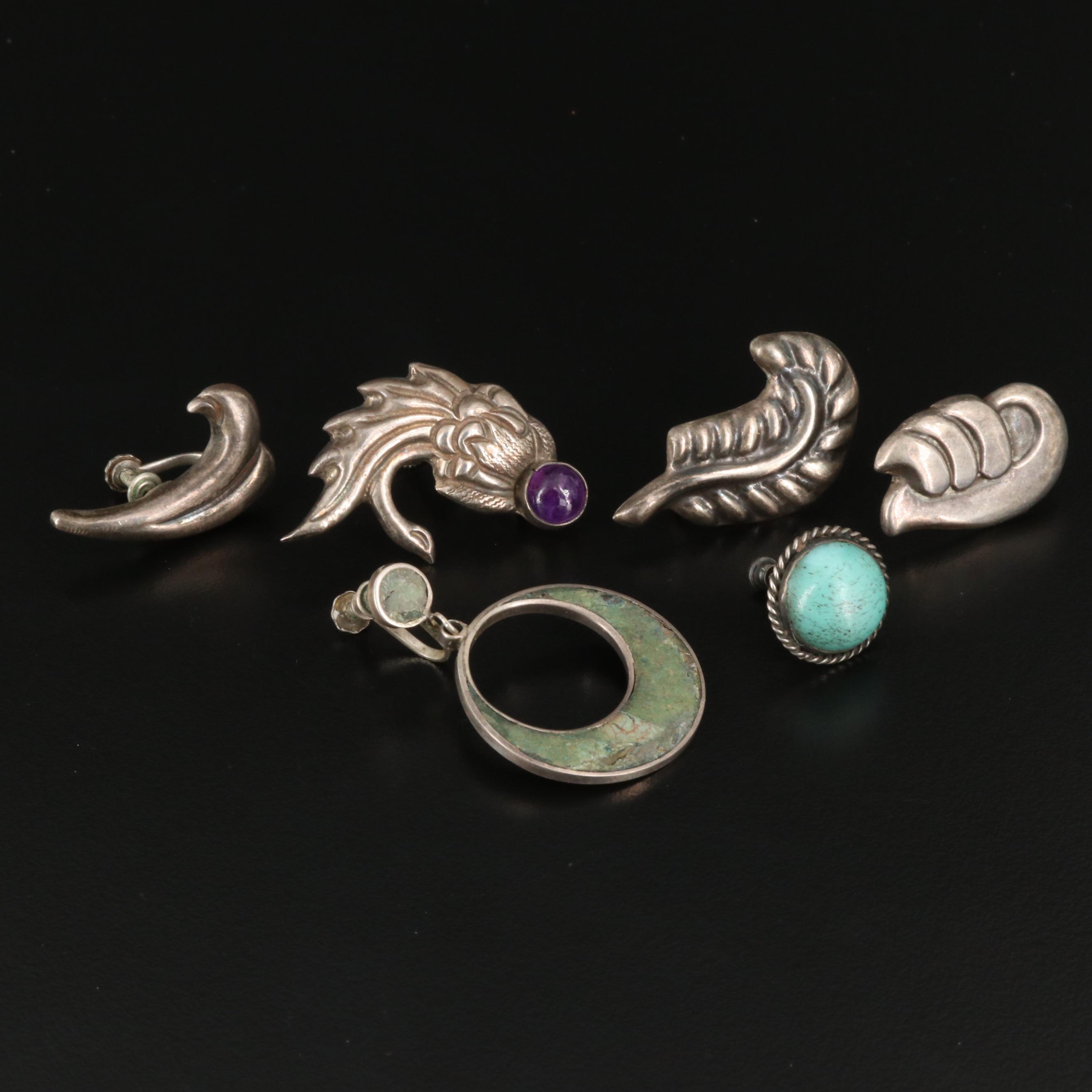 Mexican Sterling Silver Screw Back Earring Assortment