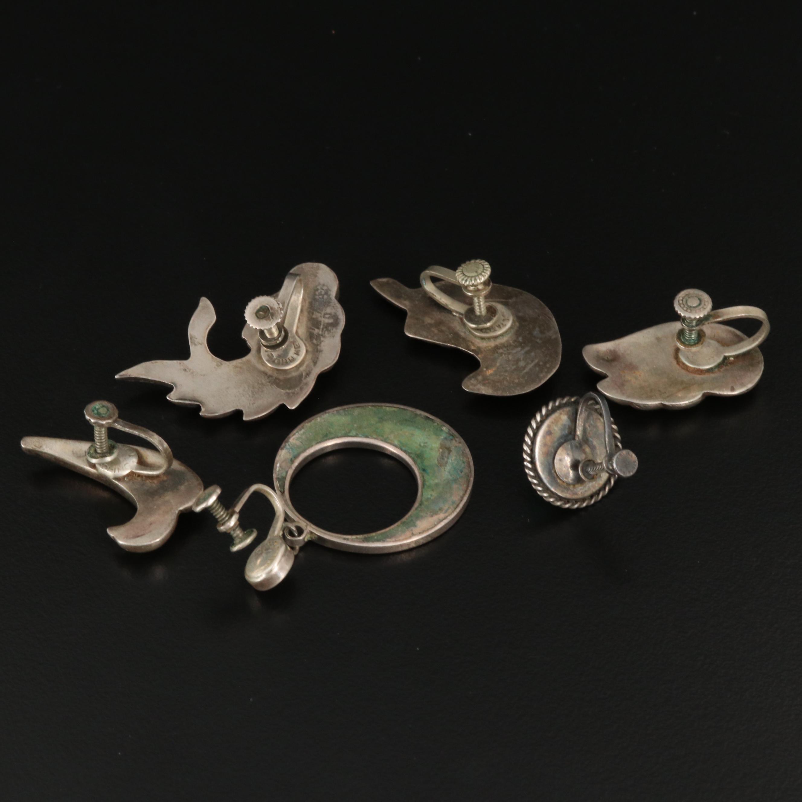 Mexican Sterling Silver Screw Back Earring Assortment
