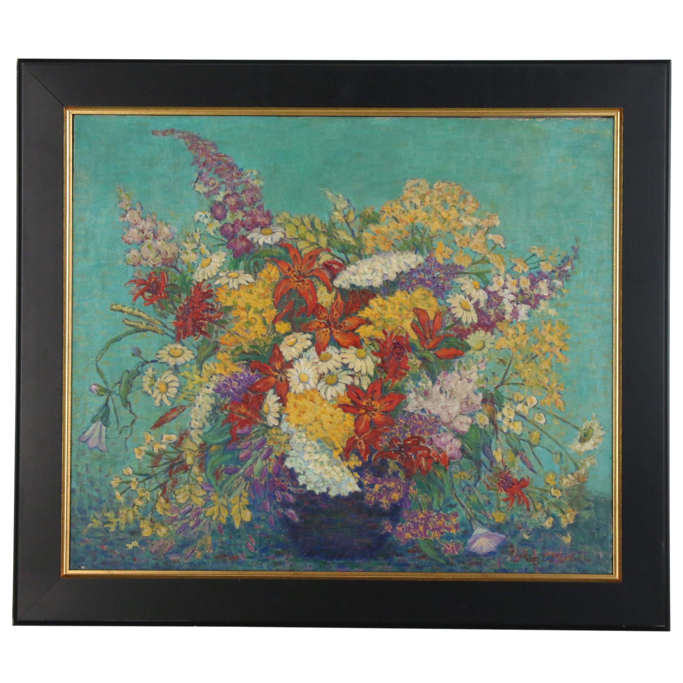 Mary E. Marshall Floral Still Life Oil Painting, Early 20th Century