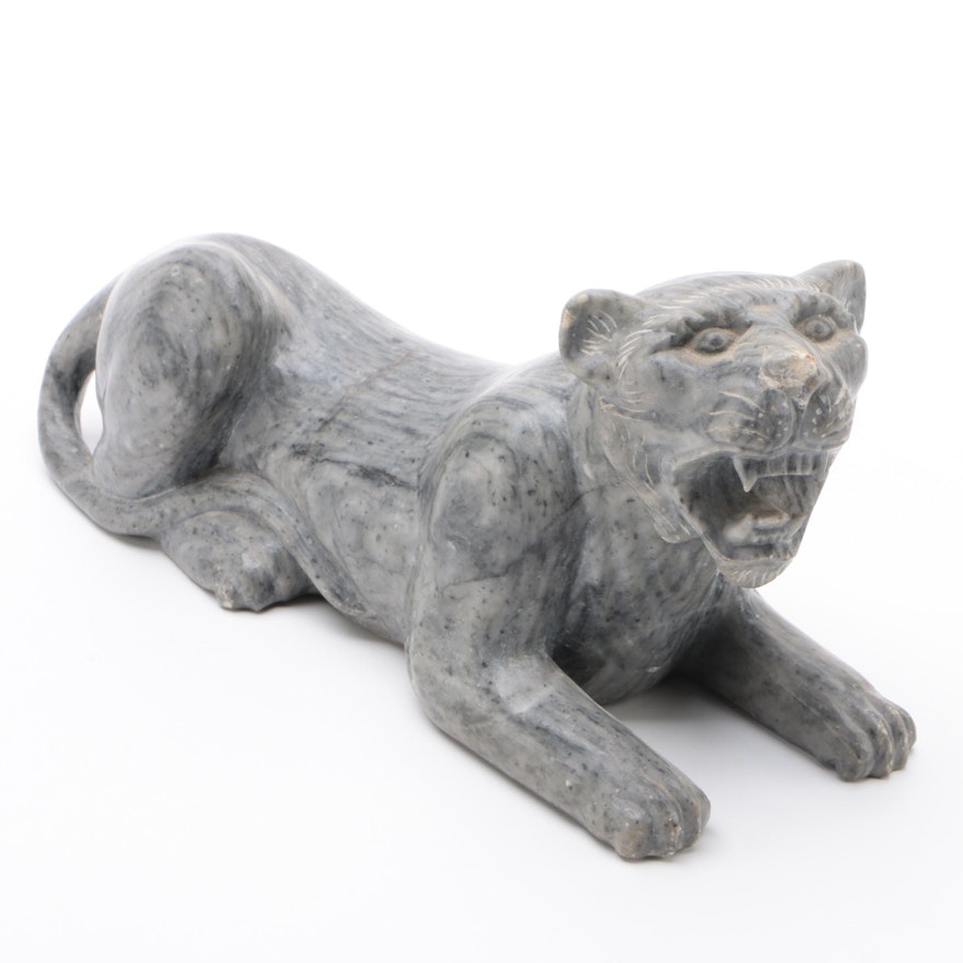 Carved Soapstone Sculpture of  Big Cat