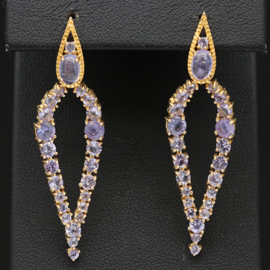 Sterling Silver Tanzanite Dangle Earrings