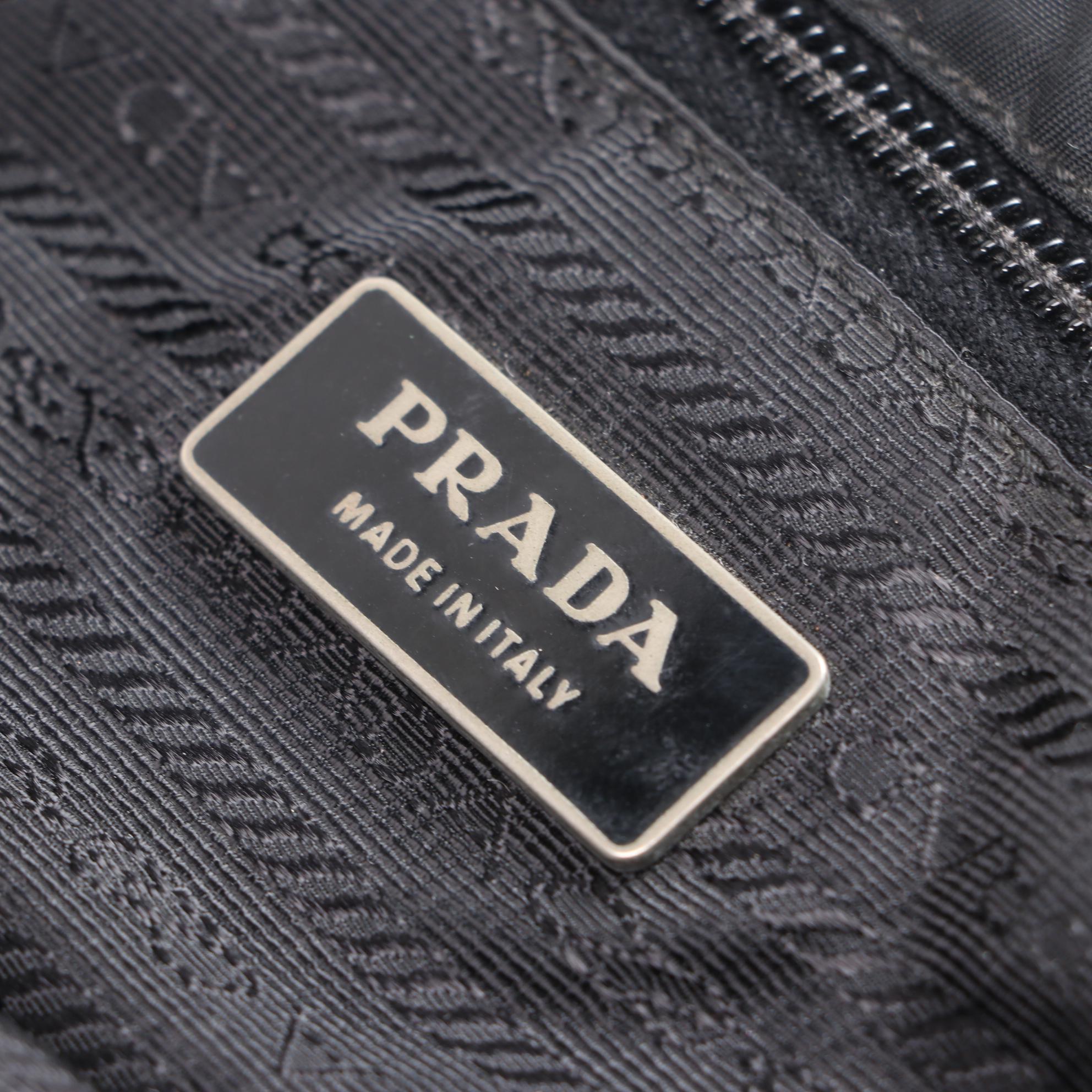 Prada Tessuto Nylon Tote Bag with Leather Straps in Black