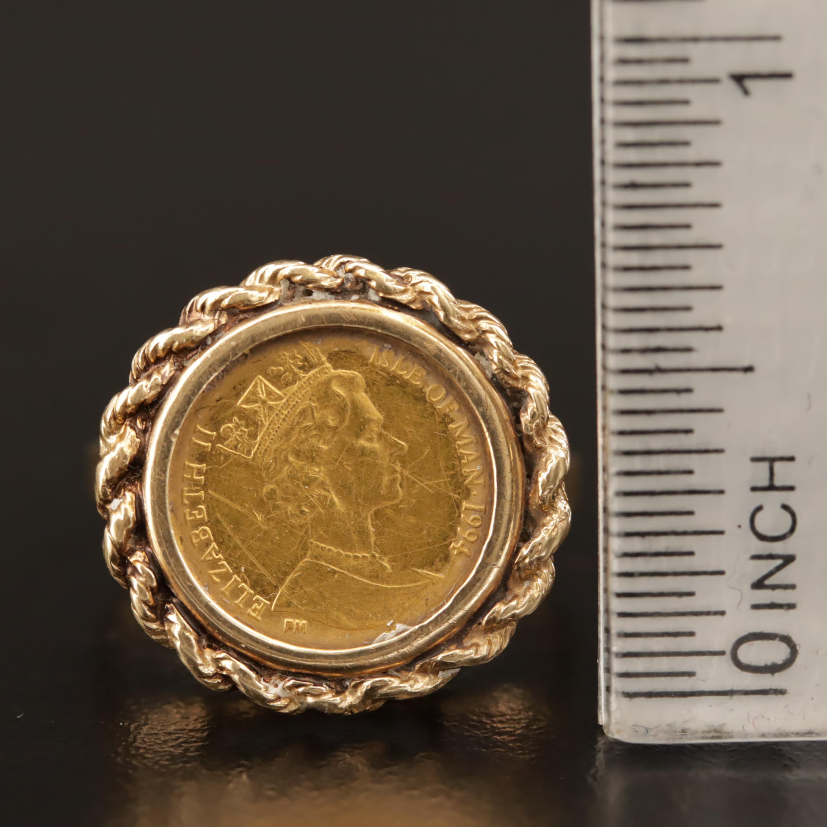24K Coin in 14K Ring