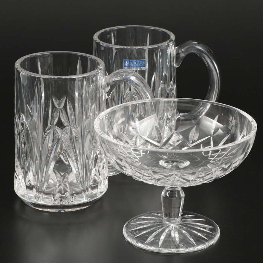 Waterford "Lismore" Crystal Compote and Marquis by Waterford Tankards