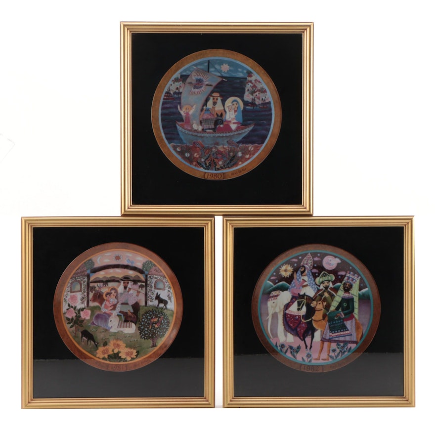 Bareuther Porcealin Hedi Keller Christmas Collectors Plates, 1980-1982