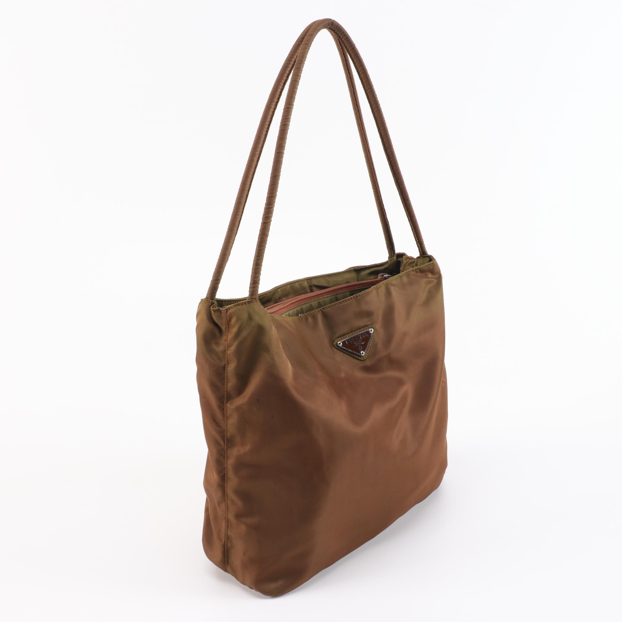 Prada Tessuto City Nylon Shoulder Tote in Bruciato