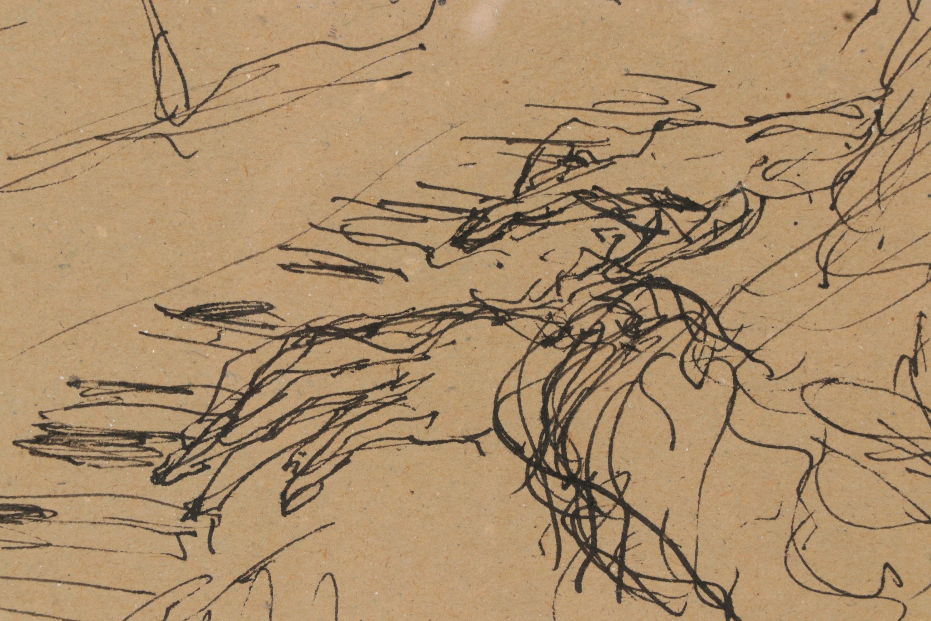 John Kuzich Ink Drawing "Woman Playing Piano"